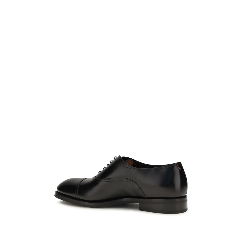 Santoni Black Calf Leather Bos Taurus Oxfords And Derbies | Regal Royce