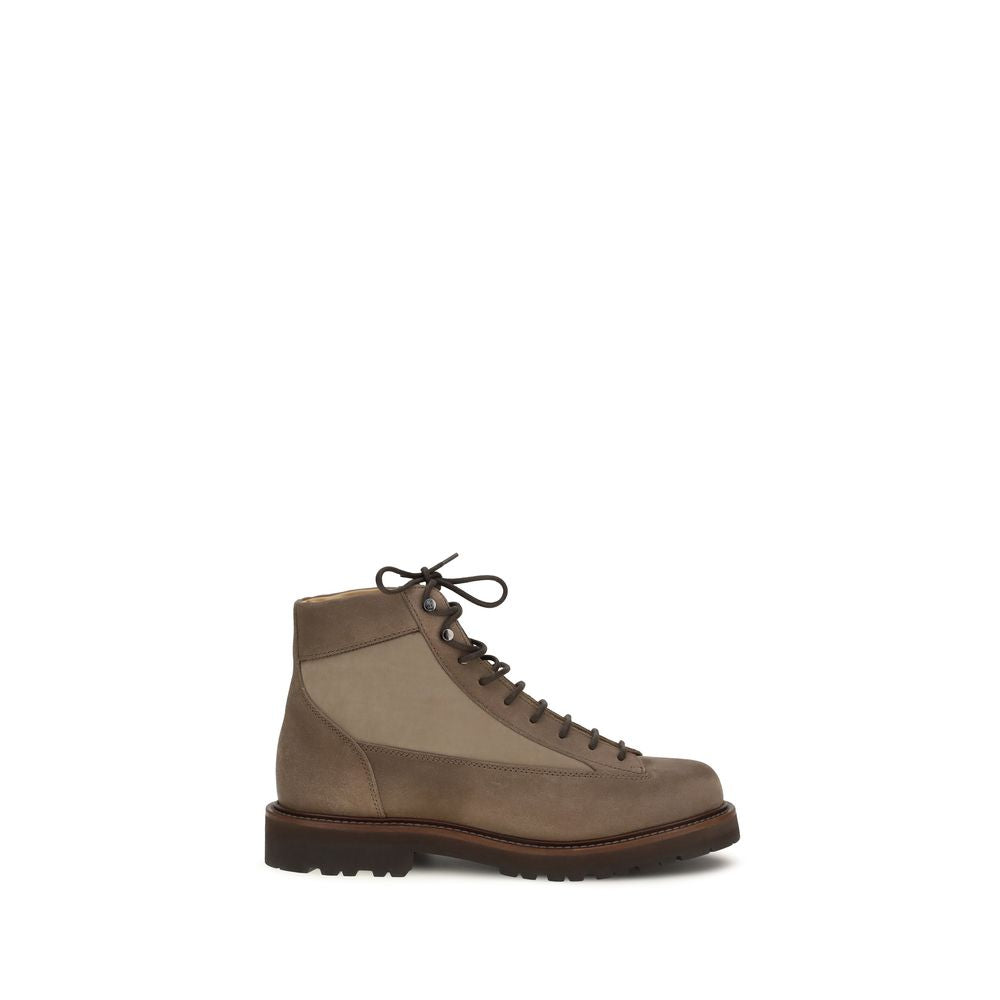 Brunello Cucinelli Brown Calf Leather Bos Taurus Lace-Up Boots | Regal Royce