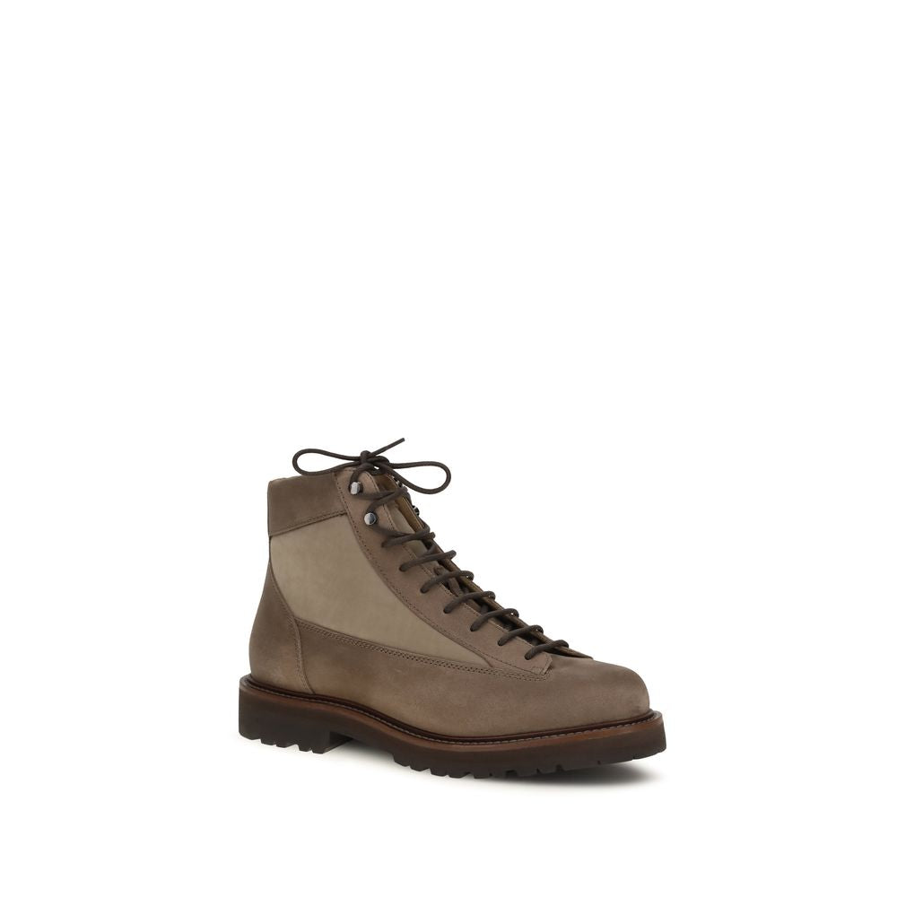 Brunello Cucinelli Brown Calf Leather Bos Taurus Lace-Up Boots | Regal Royce