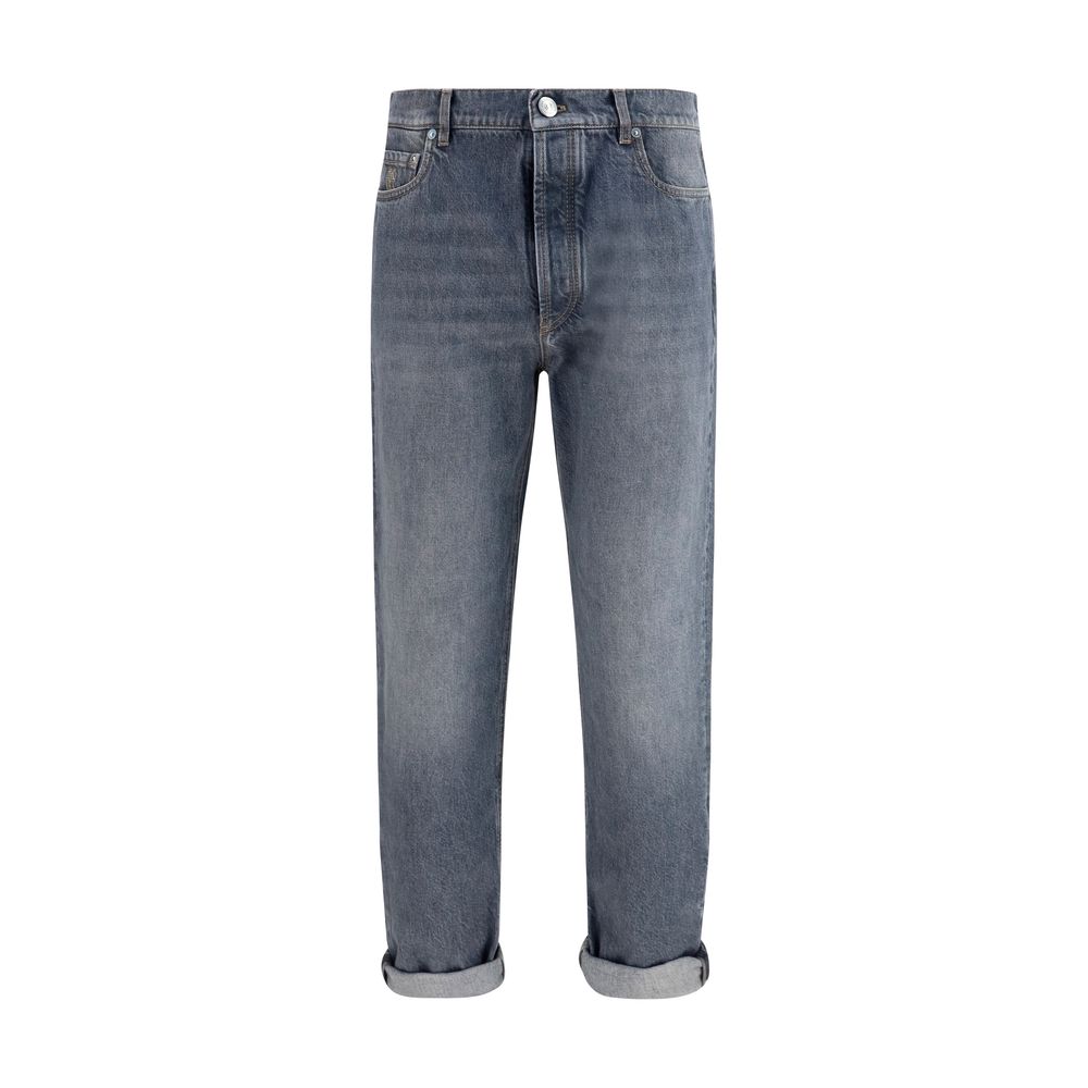Brunello Cucinelli Gray Cotton Straight-Leg Jeans | Regal Royce
