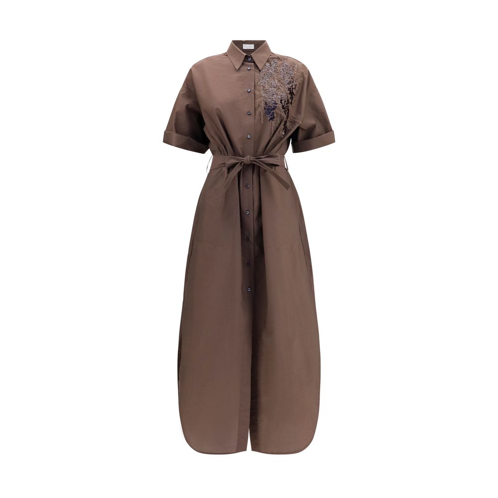 Brunello Cucinelli Brown Cotton Casual Dress | Regal Royce