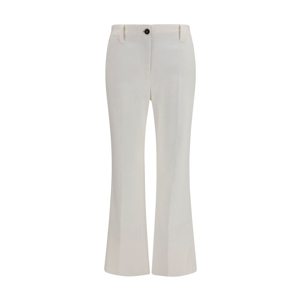 Brunello Cucinelli White Cotton Flared Pants | Regal Royce