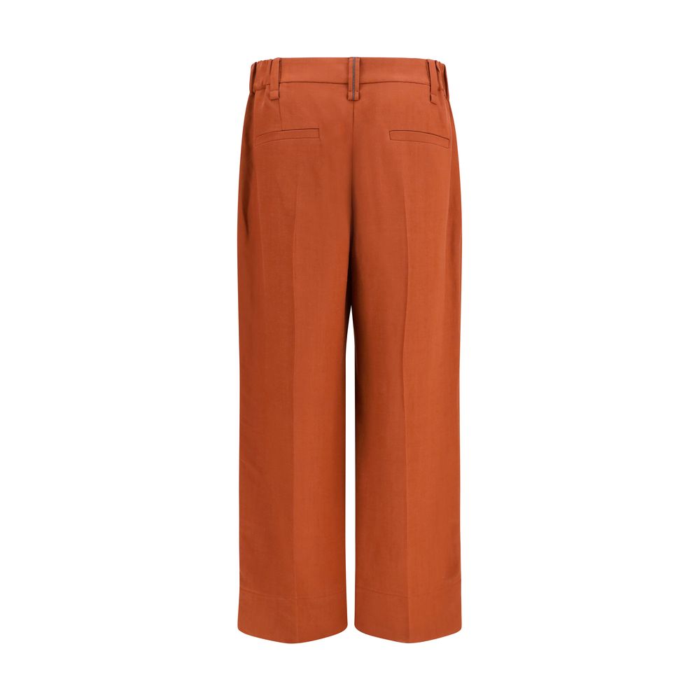 Brunello Cucinelli Brown Viscose Casual Pants | Regal Royce