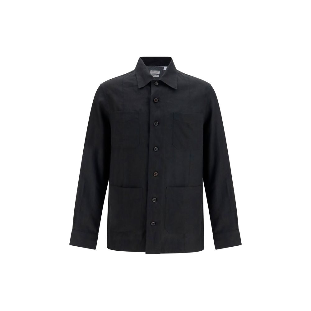 Brunello Cucinelli Black Linen Denim Jacket | Regal Royce