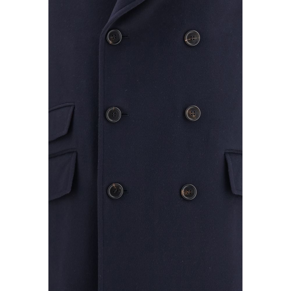 Brunello Cucinelli Blue Wool Oves Aries Coat | Regal Royce