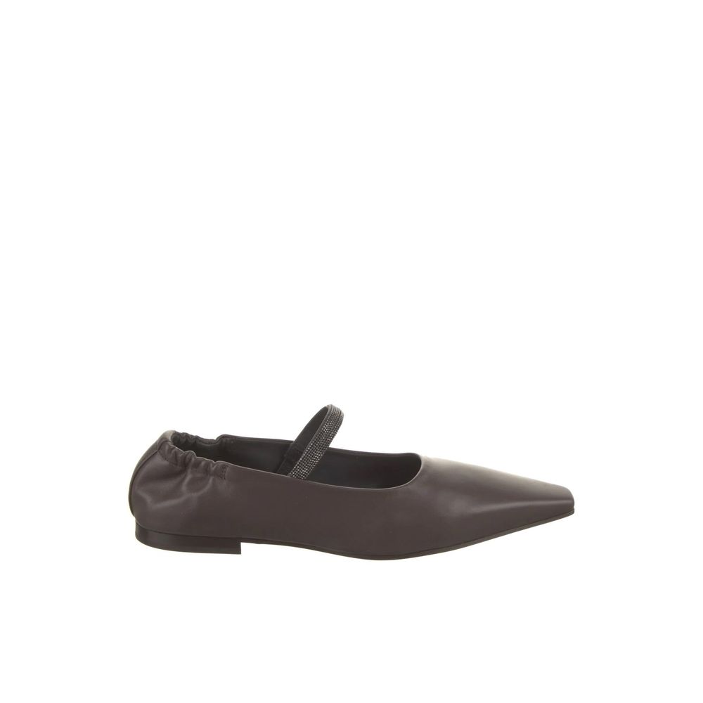 Brunello Cucinelli Brown Leather Ballet Flats | Regal Royce
