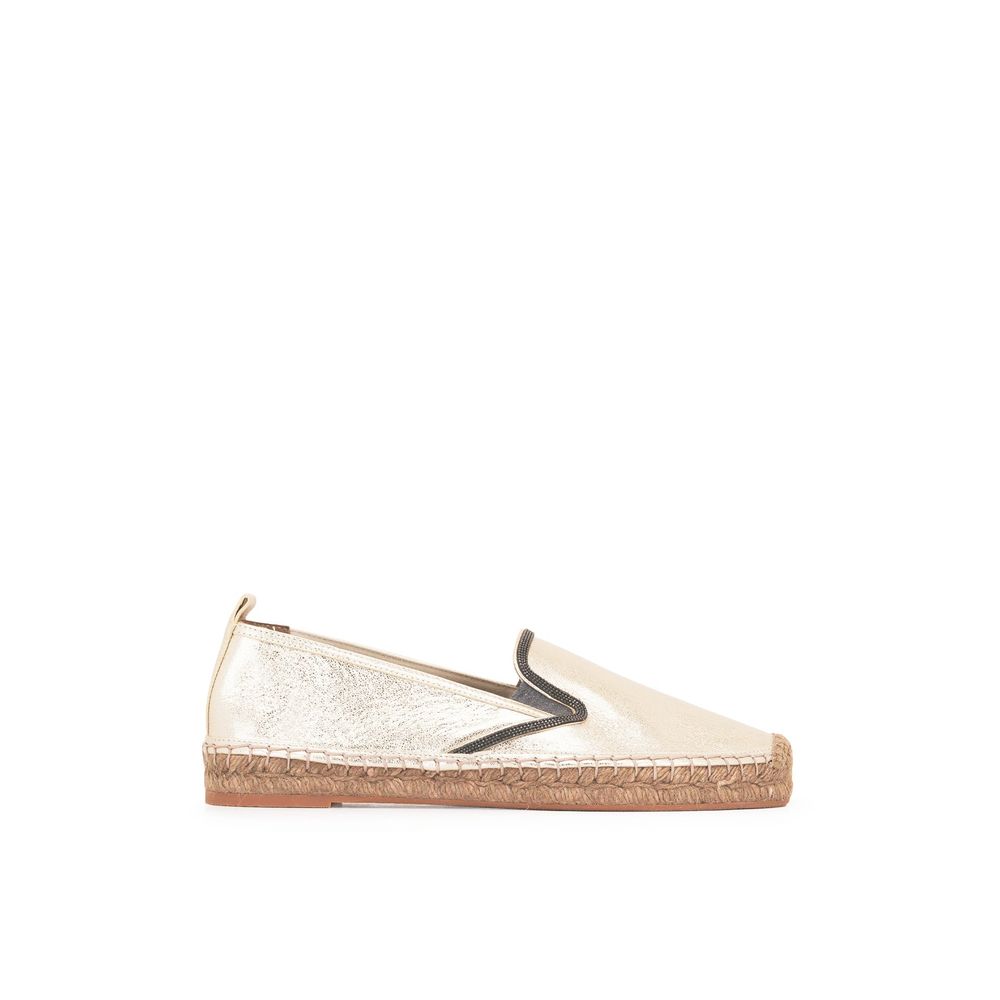 Brunello Cucinelli Gold Leather Espadrilles | Regal Royce