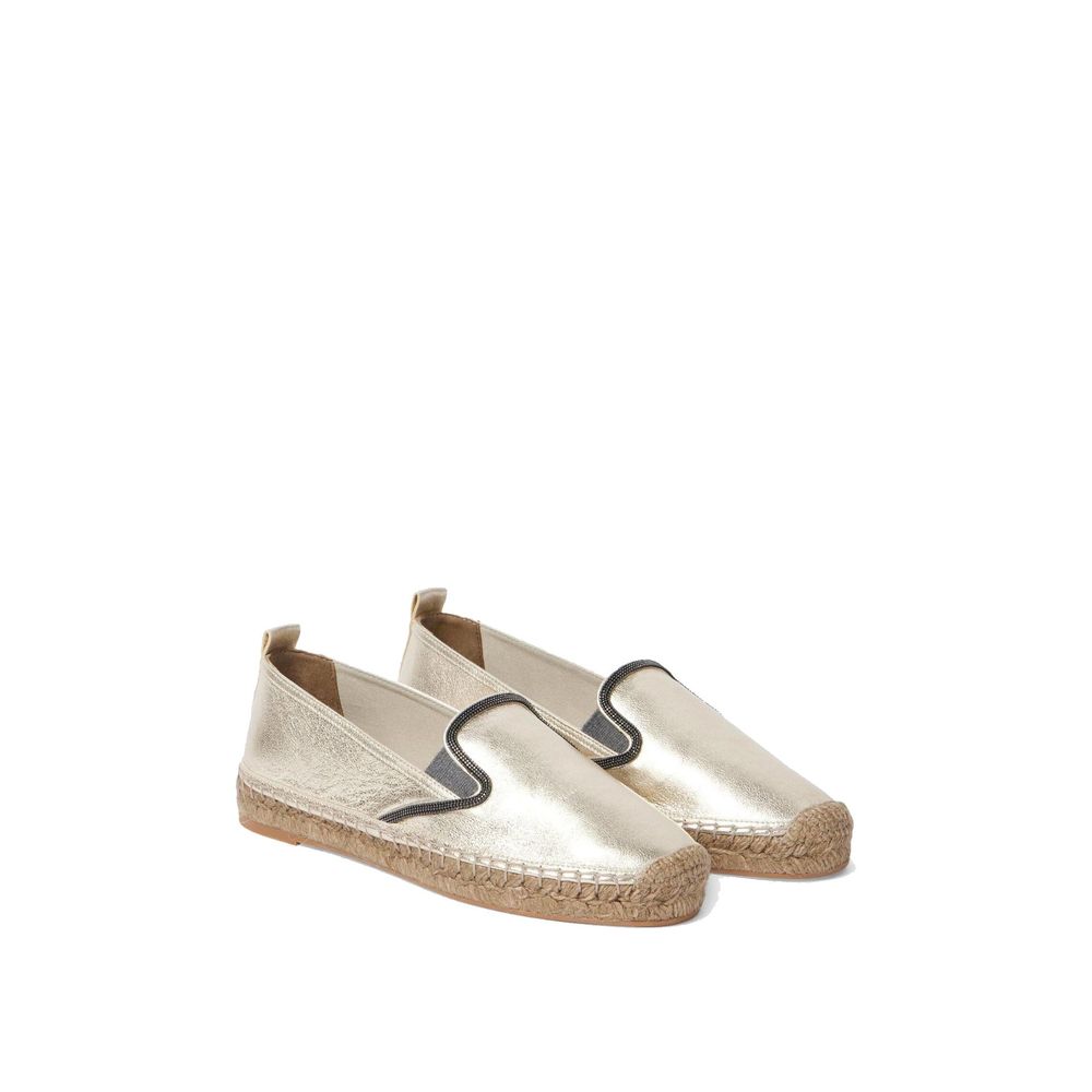 Brunello Cucinelli Gold Leather Espadrilles | Regal Royce