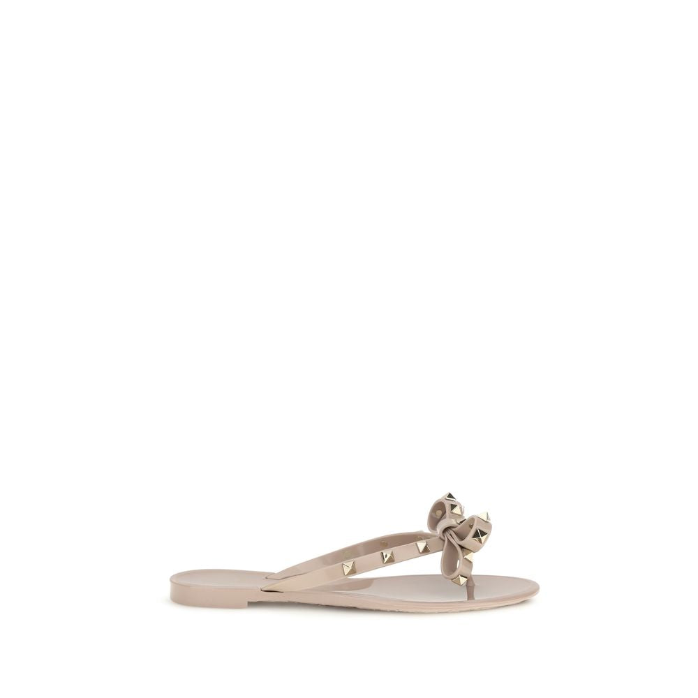 Valentino Garavani Beige Cotton Flip-Flop Sandals | Regal Royce
