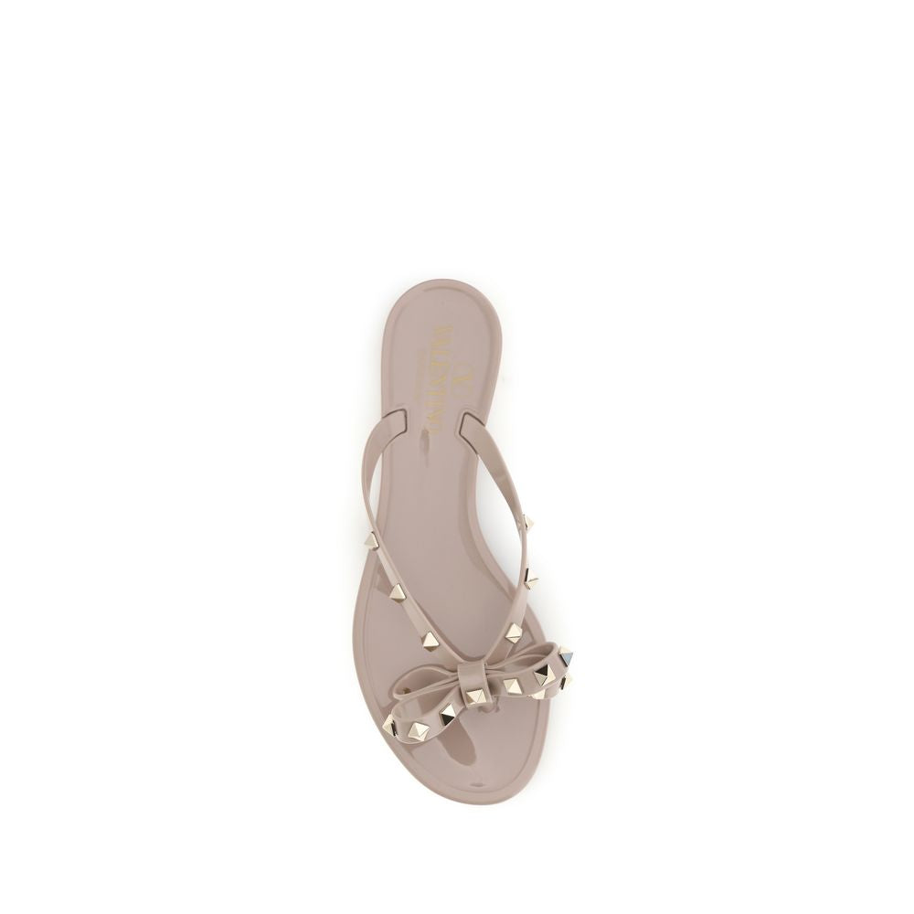 Valentino Garavani Beige Cotton Flip-Flop Sandals | Regal Royce