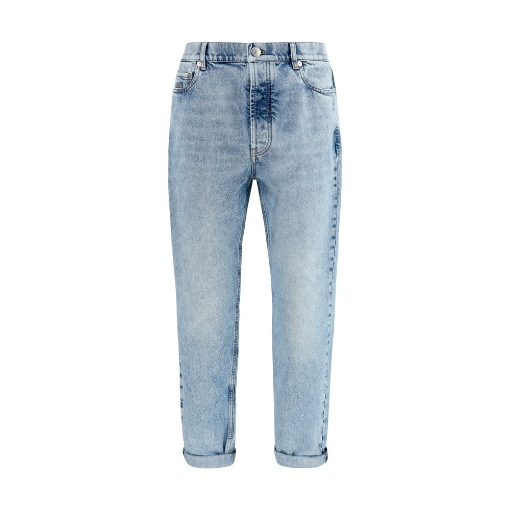 Brunello Cucinelli Blue Cotton Straight-Leg Jeans | Regal Royce