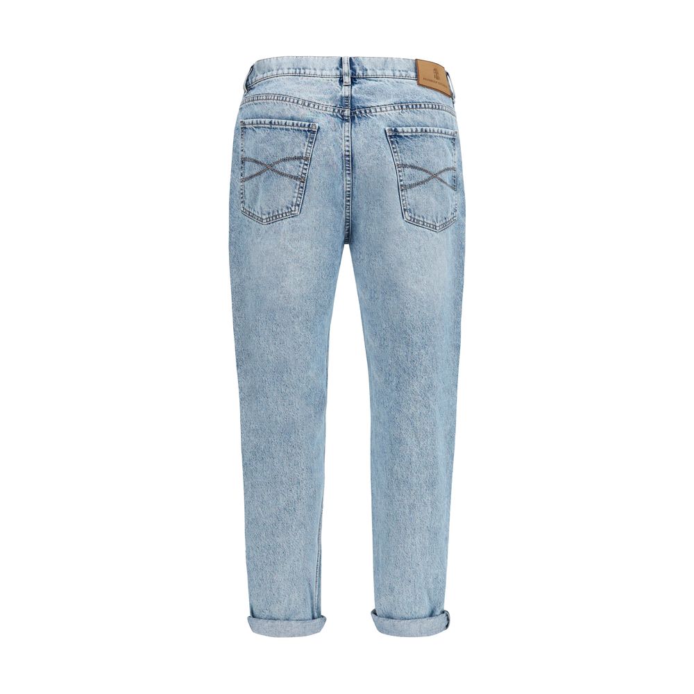 Brunello Cucinelli Blue Cotton Straight-Leg Jeans | Regal Royce