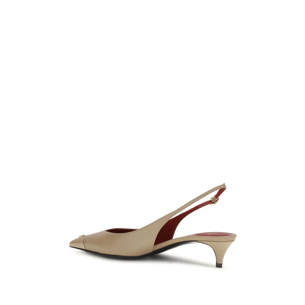 Valentino Garavani Beige Calf Leather Bos Taurus Mid Heel Pumps | Regal Royce