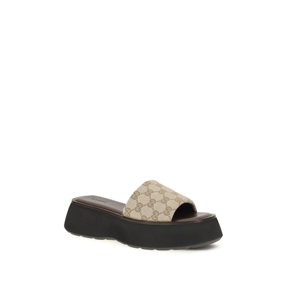 Gucci Beige Fabric Platform Sandals | Regal Royce