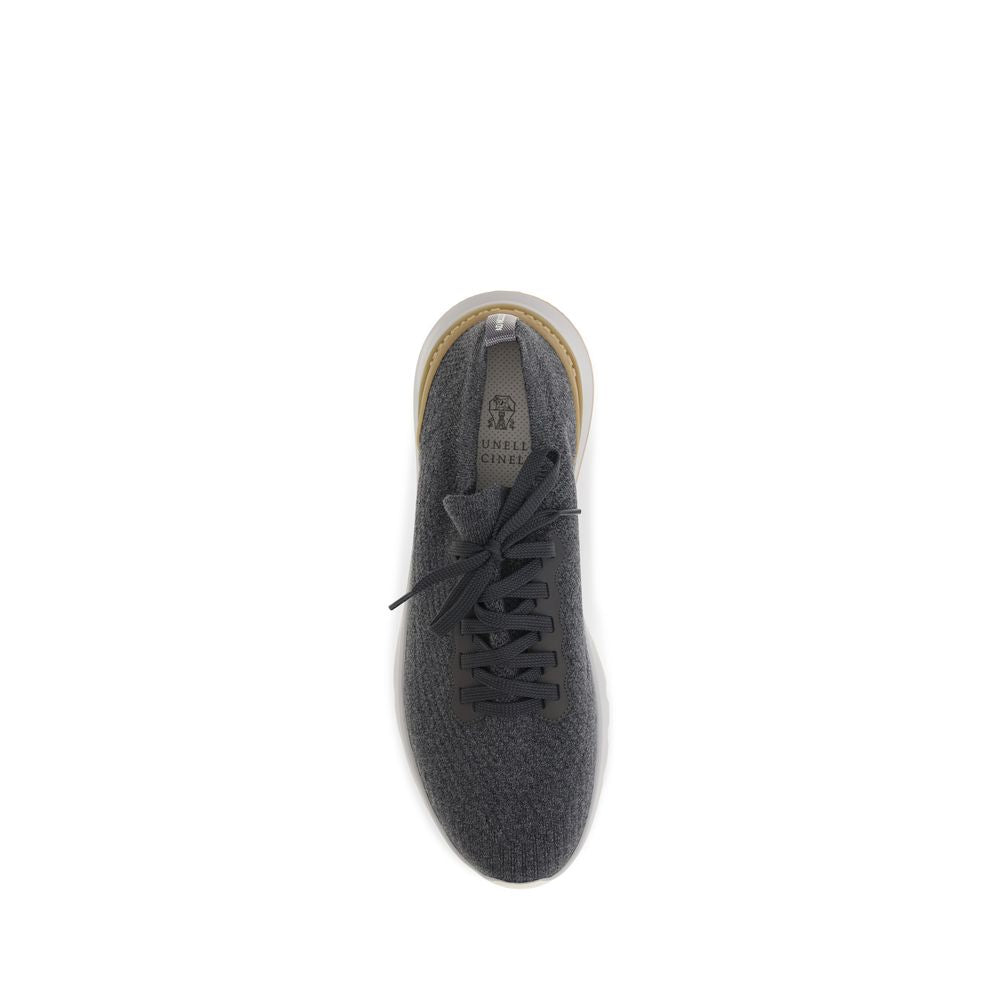 Brunello Cucinelli Blue Cotton Low Top Sneakers | Regal Royce