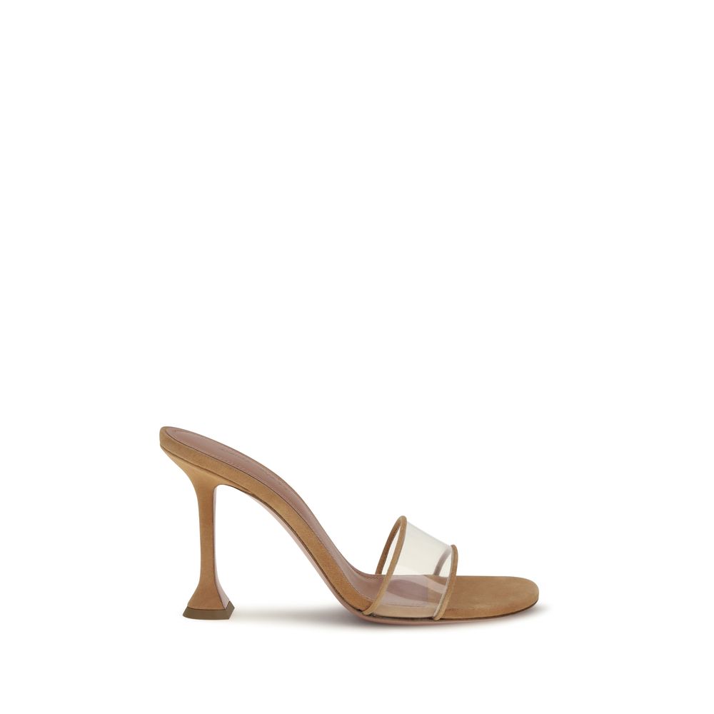 Amina Muaddi Beige Calf Leather Bos Taurus Platform Sandals | Regal Royce