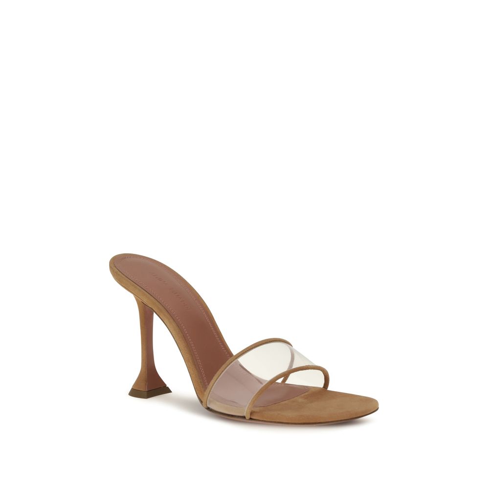 Amina Muaddi Beige Calf Leather Bos Taurus Platform Sandals | Regal Royce