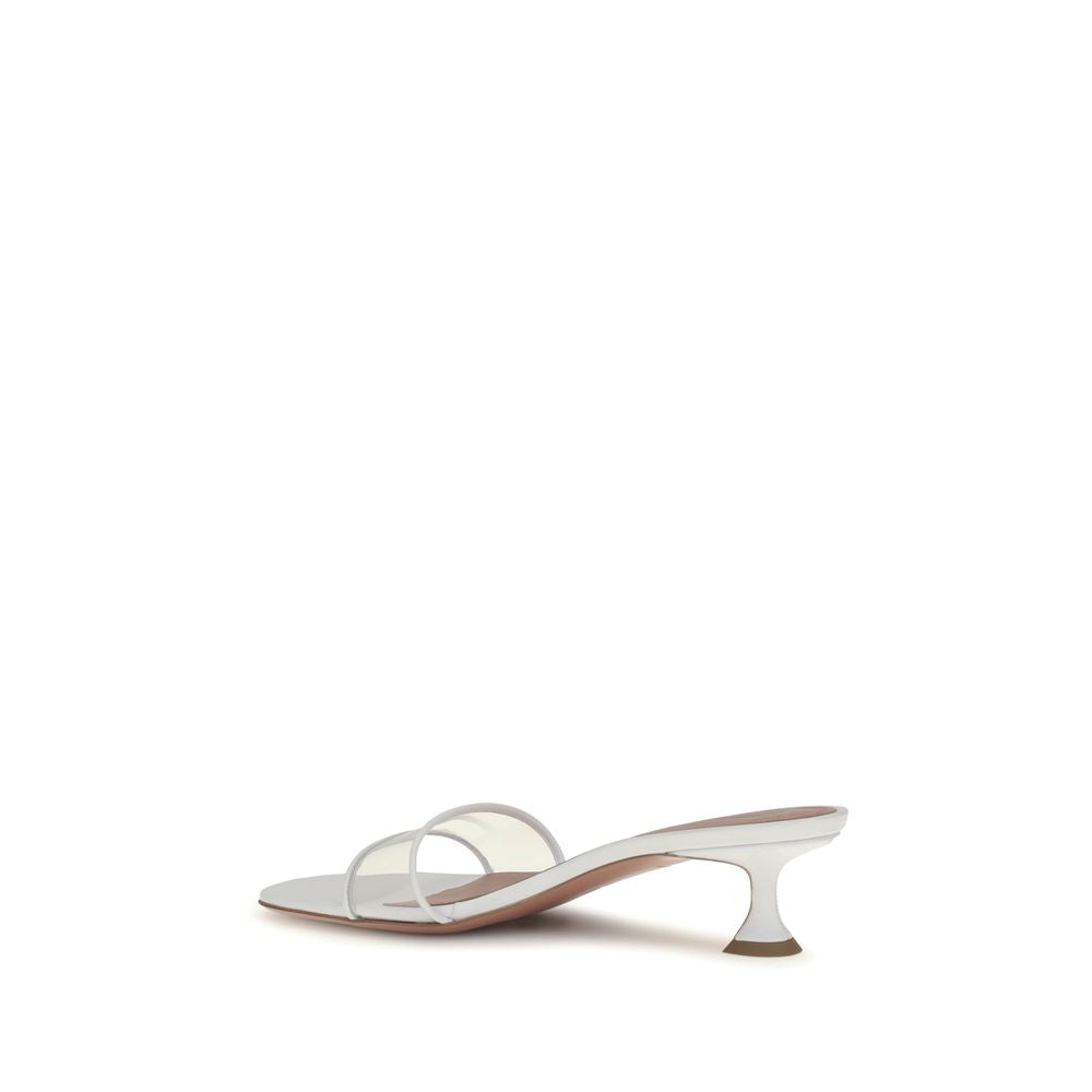 Amina Muaddi White Calf Leather Bos Taurus Sandals | Regal Royce