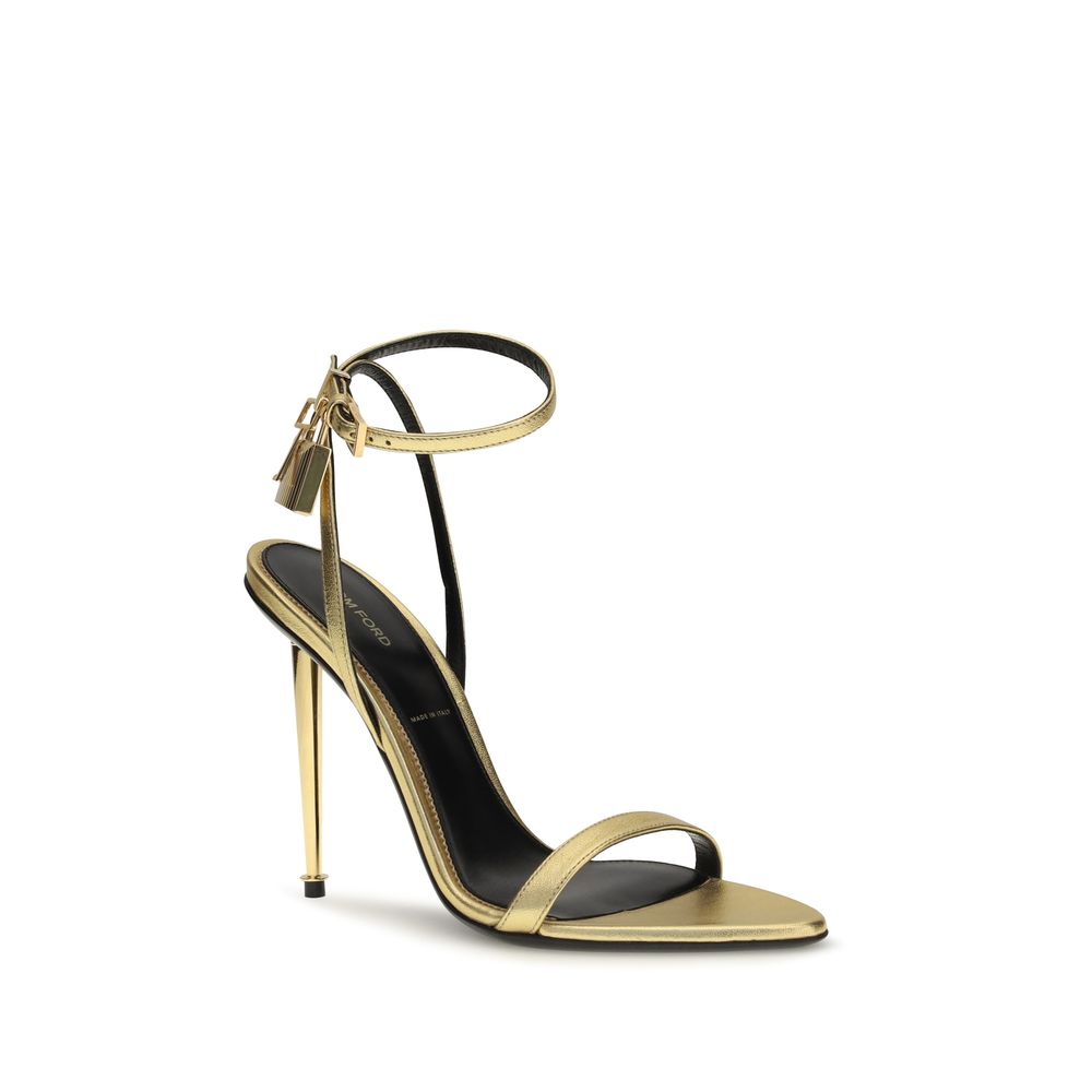 Tom Ford Gold Lamb Ovis Aries Aries Stiletto Heel Sandals | Regal Royce