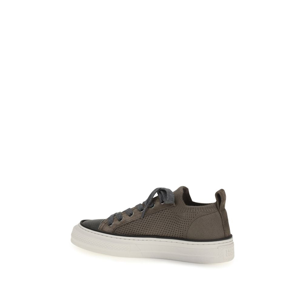 Brunello Cucinelli Brown Cotton Low Top Sneakers | Regal Royce