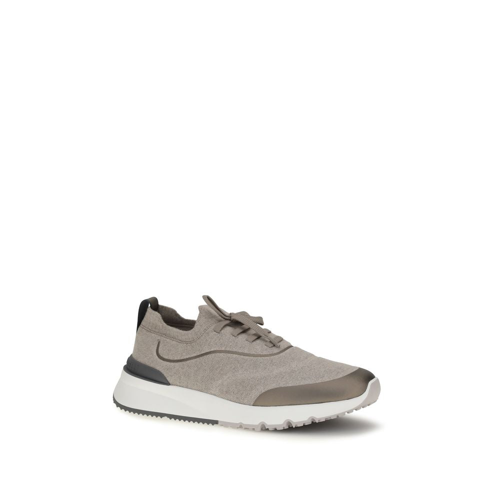 Brunello Cucinelli Brown Cotton Athletic Sneakers | Regal Royce