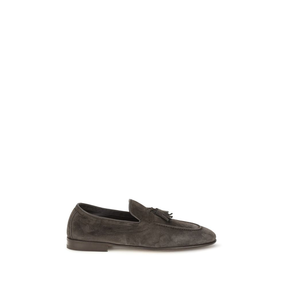 Brunello Cucinelli Beige Calf Leather Bos Taurus Slip-On Loafers | Regal Royce