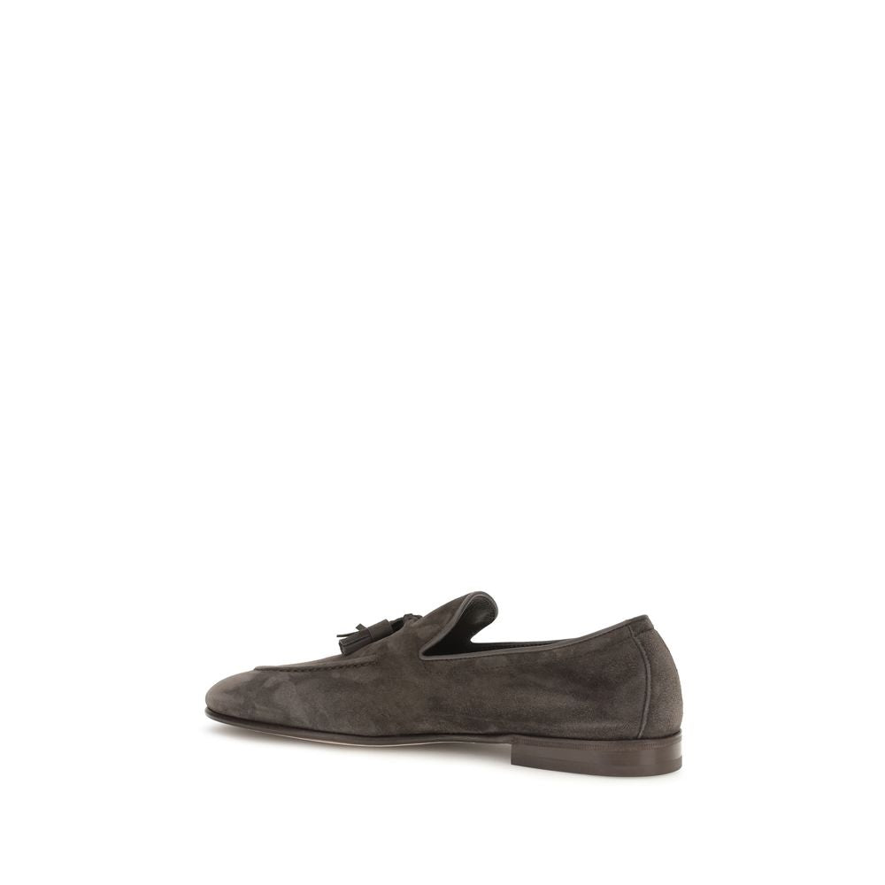 Brunello Cucinelli Beige Calf Leather Bos Taurus Slip-On Loafers | Regal Royce