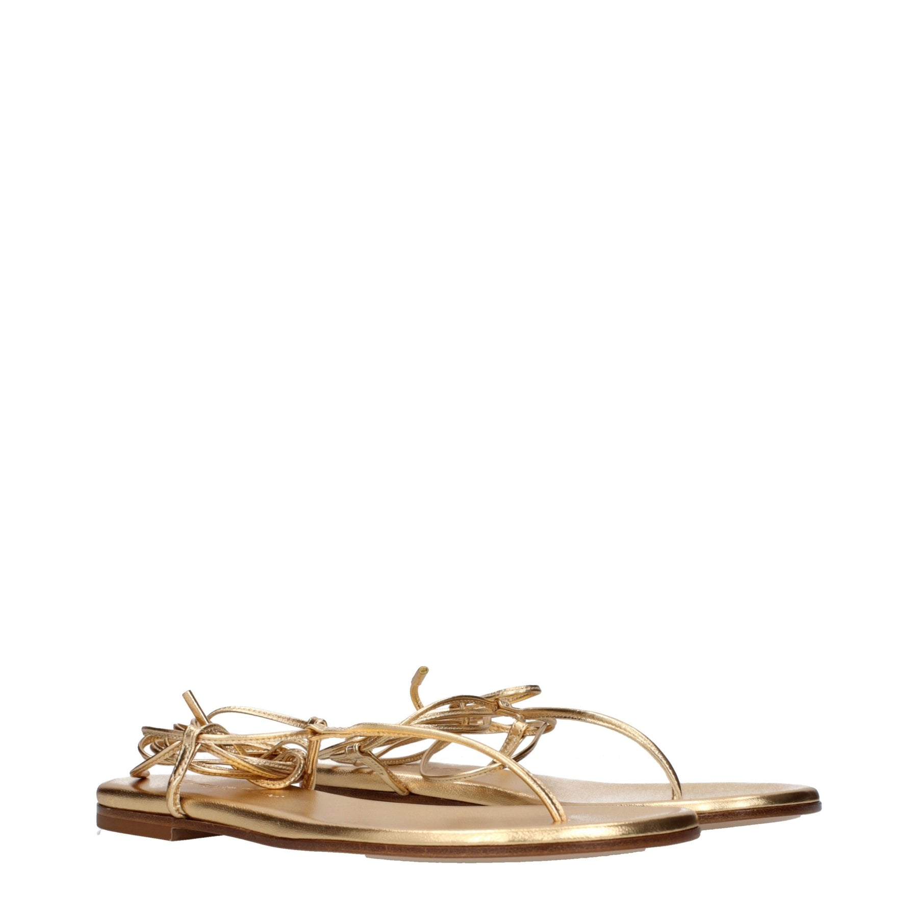 Gianvito Rossi Gold Leather Flip-Flop Sandals | Regal Royce
