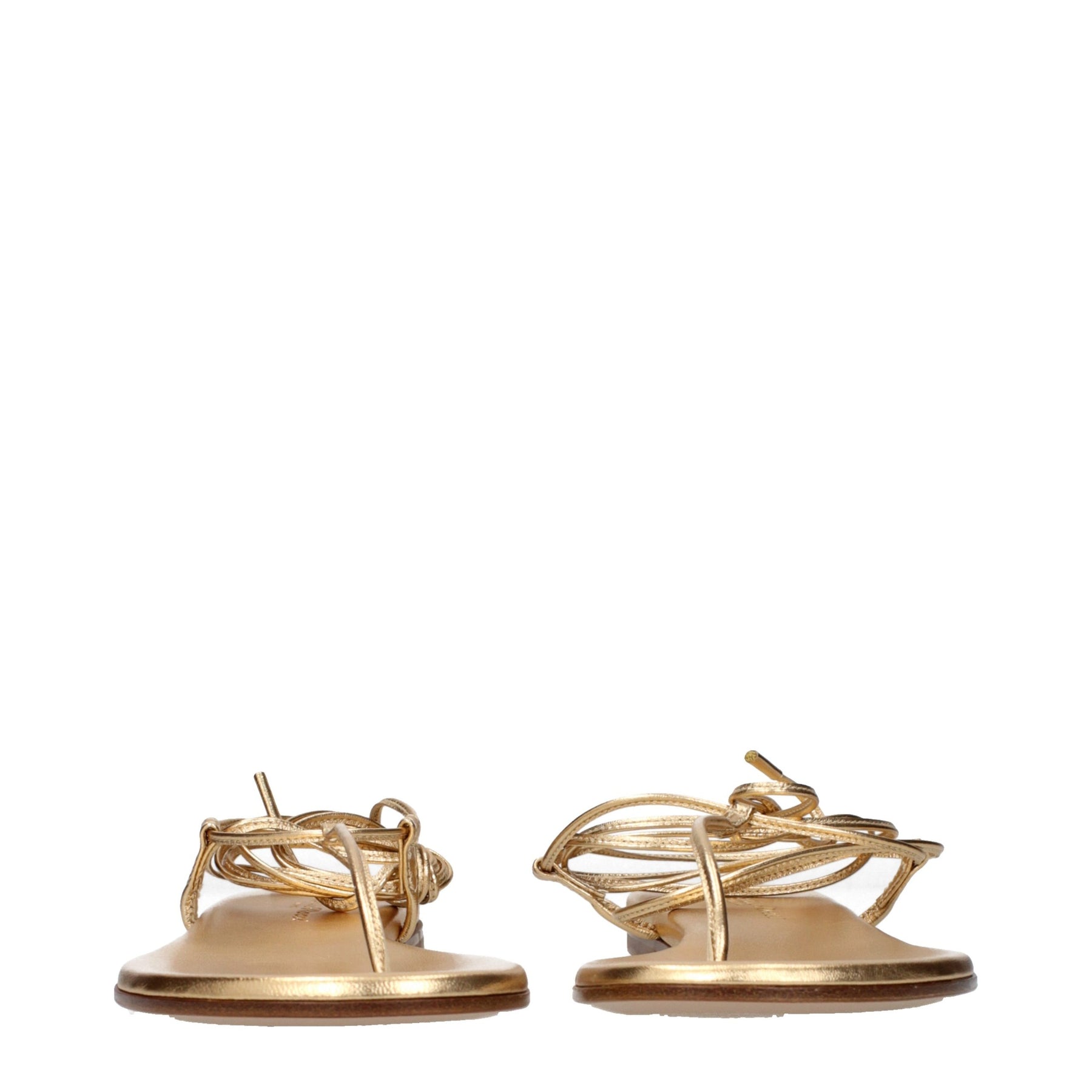 Gianvito Rossi Gold Leather Flip-Flop Sandals | Regal Royce