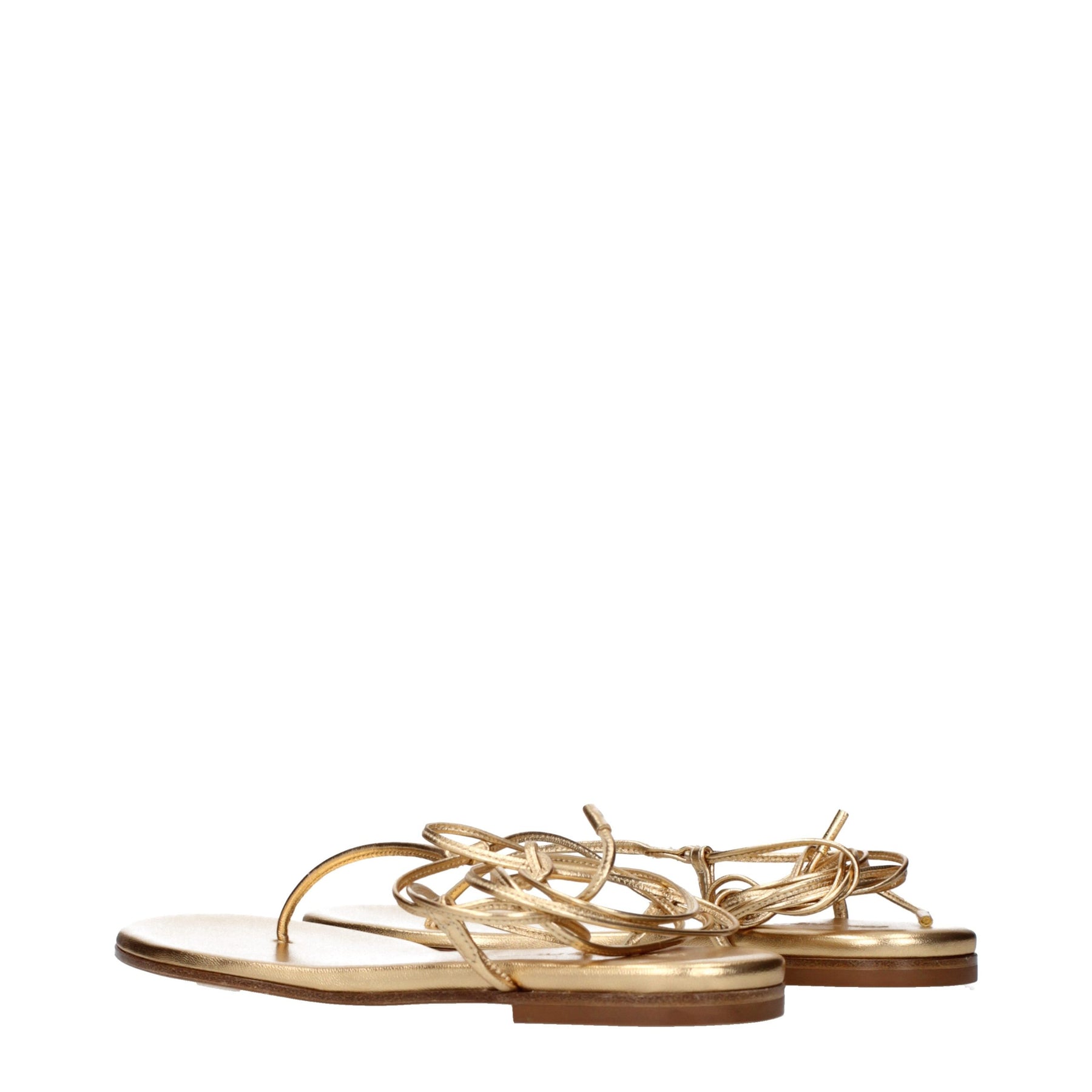 Gianvito Rossi Gold Leather Flip-Flop Sandals | Regal Royce
