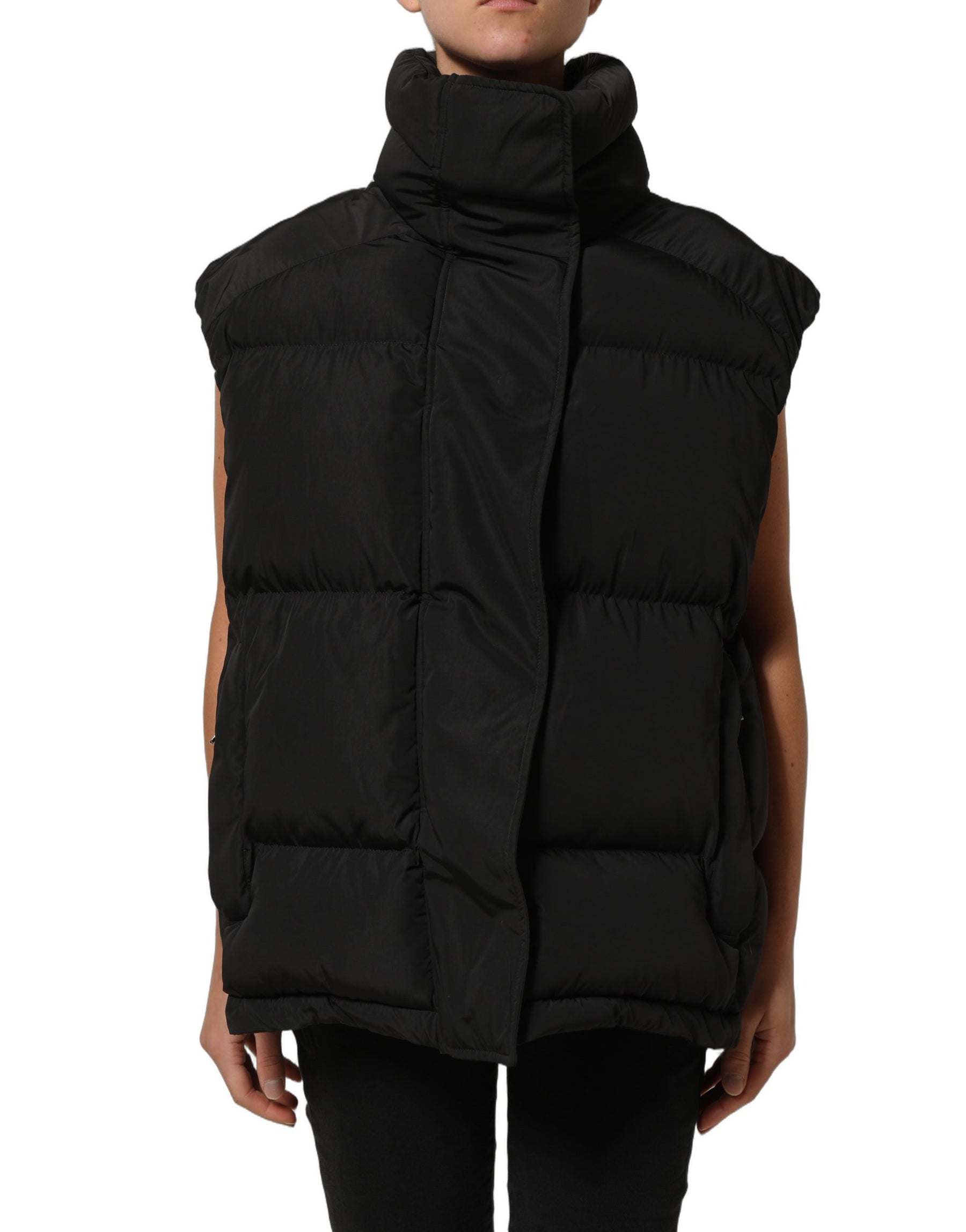 Dolce & Gabbana Black Polyester Sleeveless Padded Men Puffer Jacket | Regal Royce