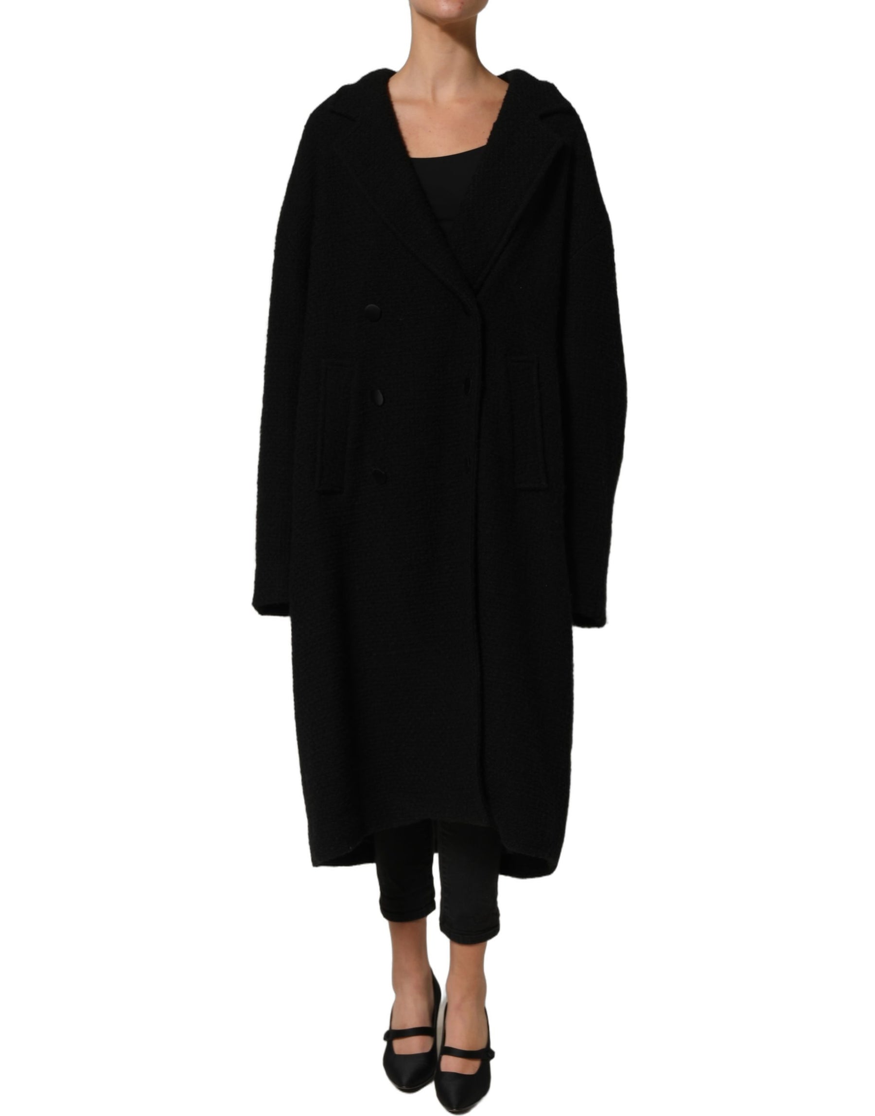 Dolce & Gabbana Black Double Breasted Men Trench Coat Jacket | Regal Royce