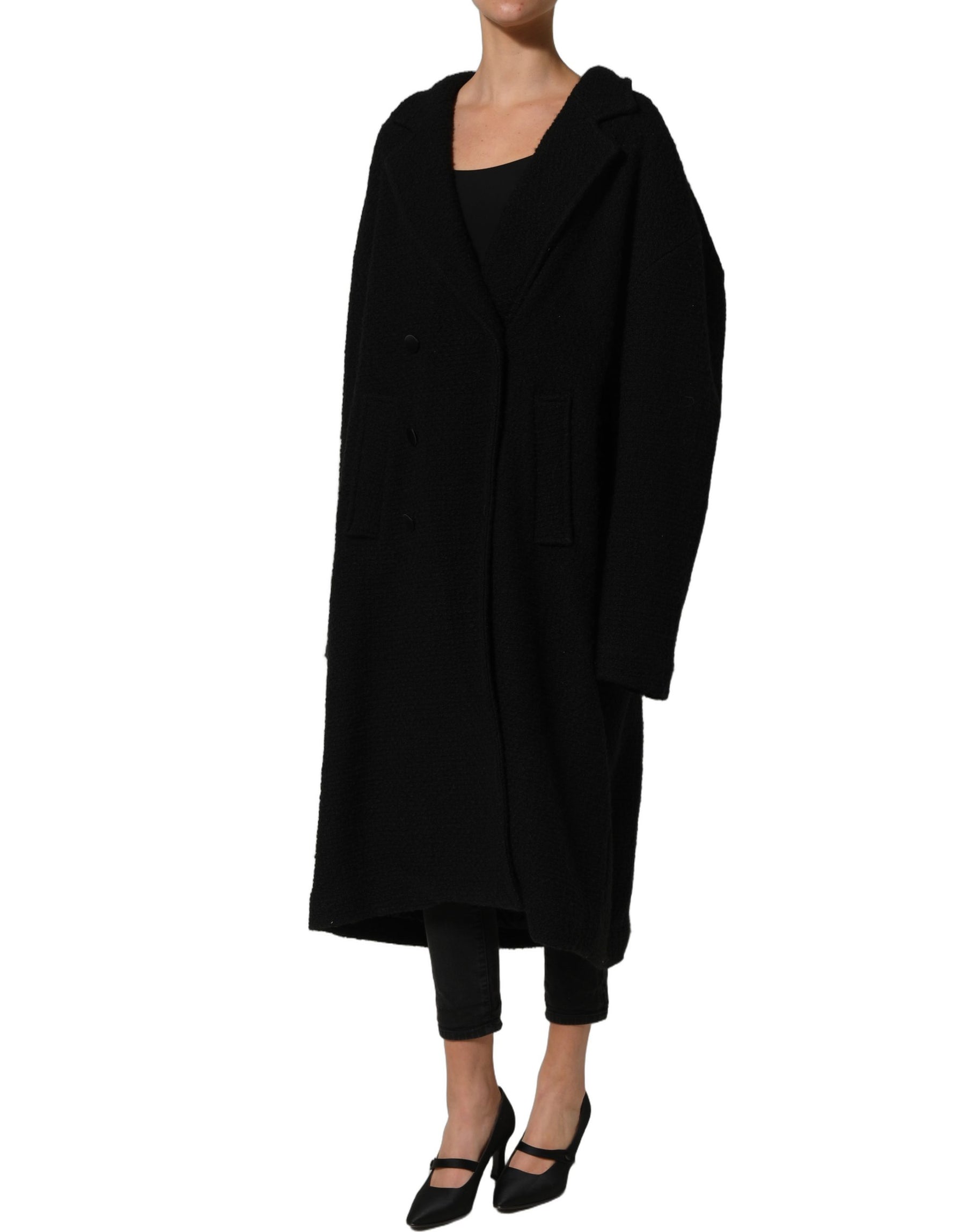 Dolce & Gabbana Black Double Breasted Men Trench Coat Jacket | Regal Royce