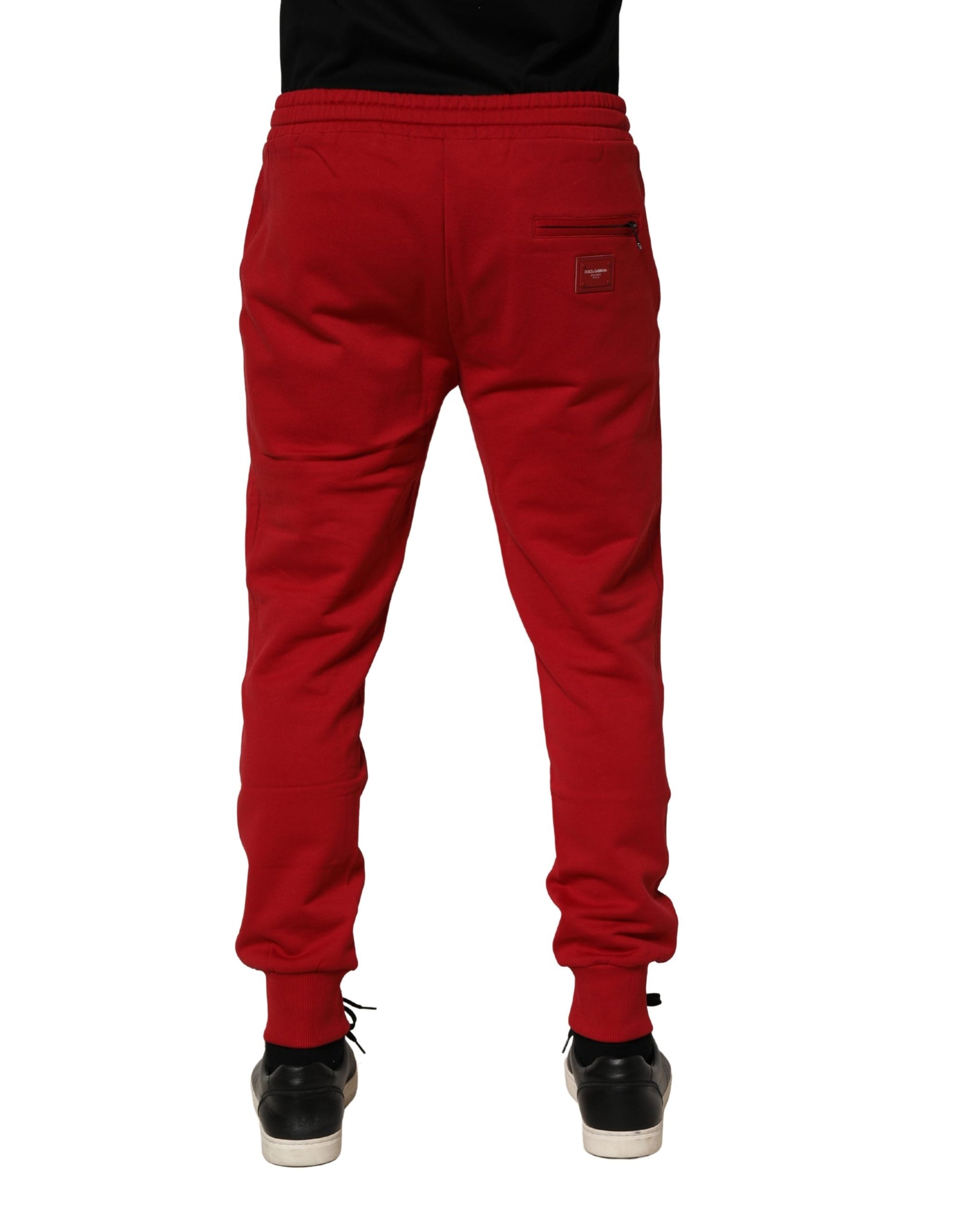 Dolce & Gabbana Red DG Logo Cotton Jogger Men Sweatpants Pants | Regal Royce