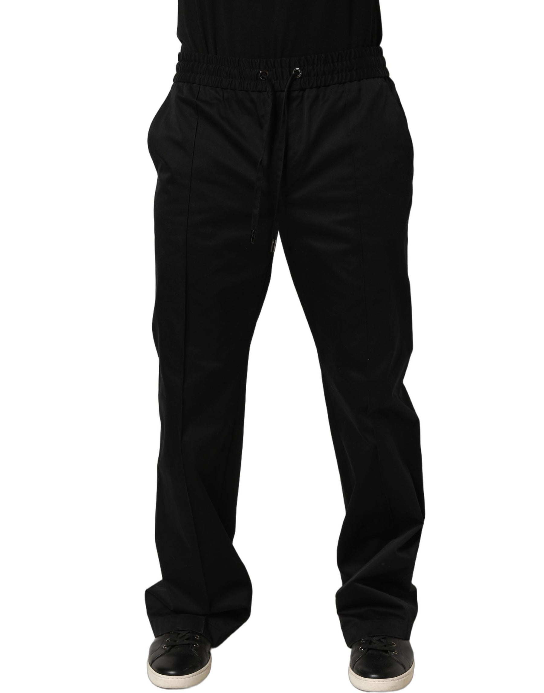 Dolce & Gabbana Black Drawstring Cotton Jogger Men Sweatpants Pants | Regal Royce