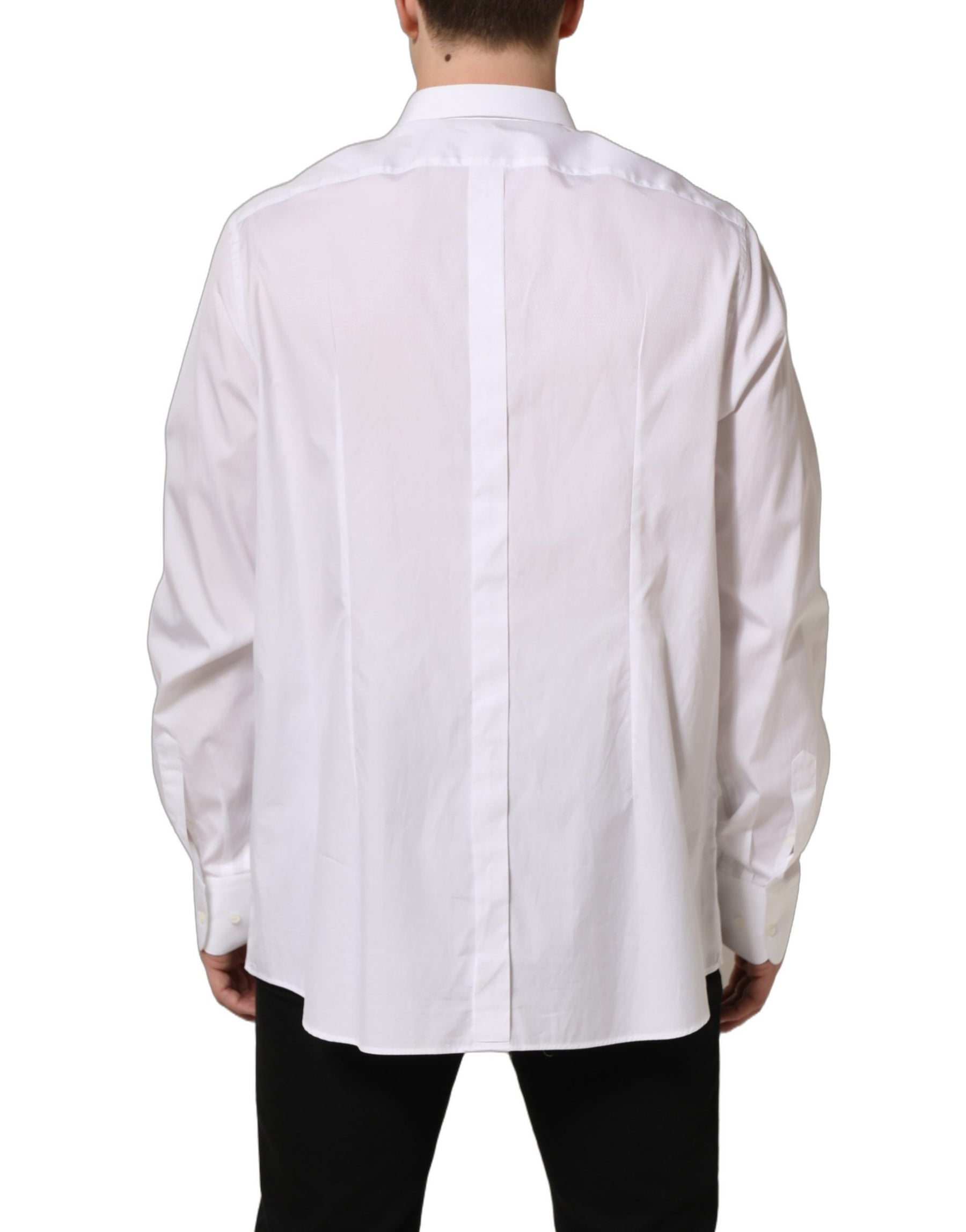 Dolce & Gabbana White Cotton Long Sleeves Men Dress Shirt | Regal Royce