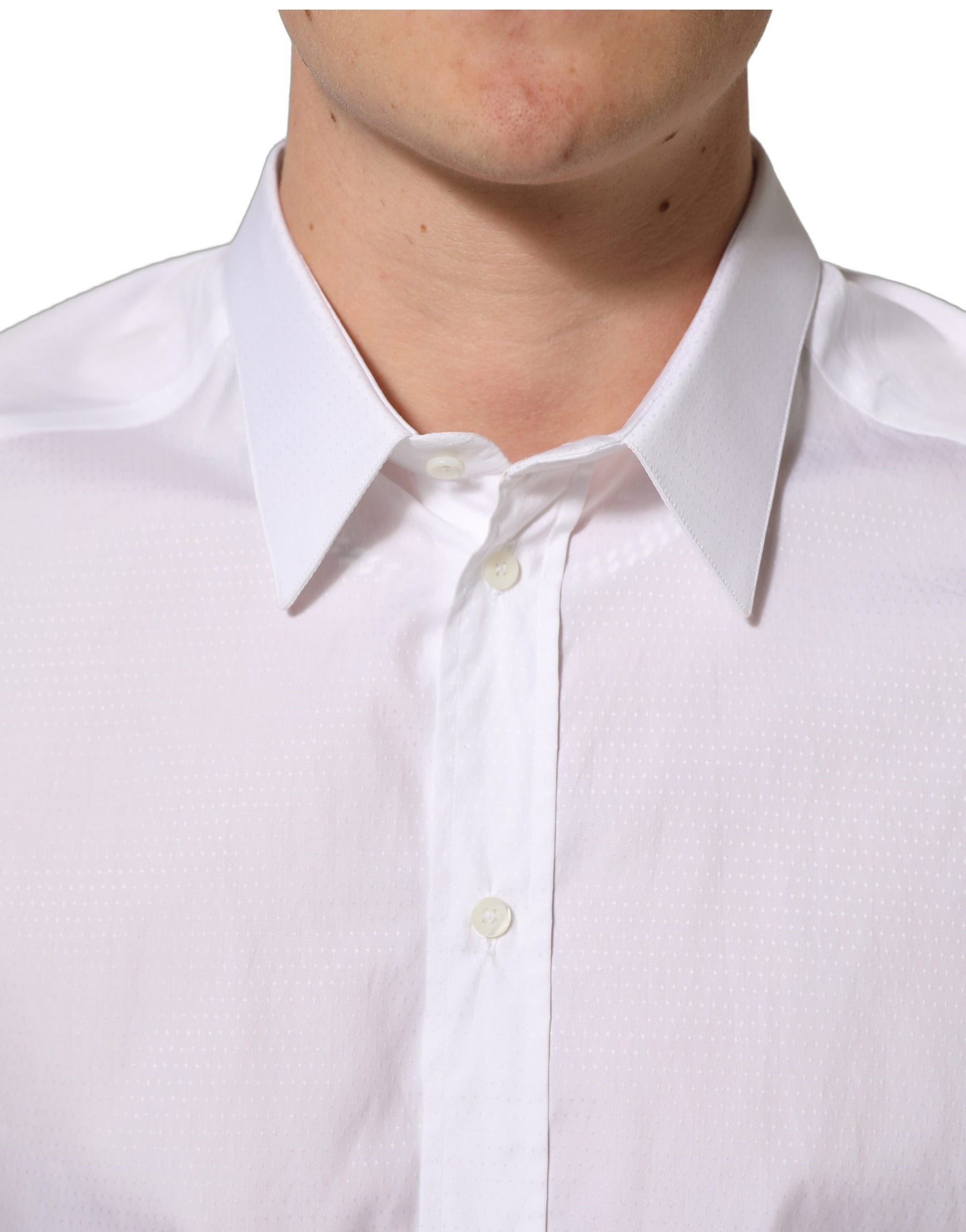 Dolce & Gabbana White Cotton Long Sleeves Men Dress Shirt | Regal Royce