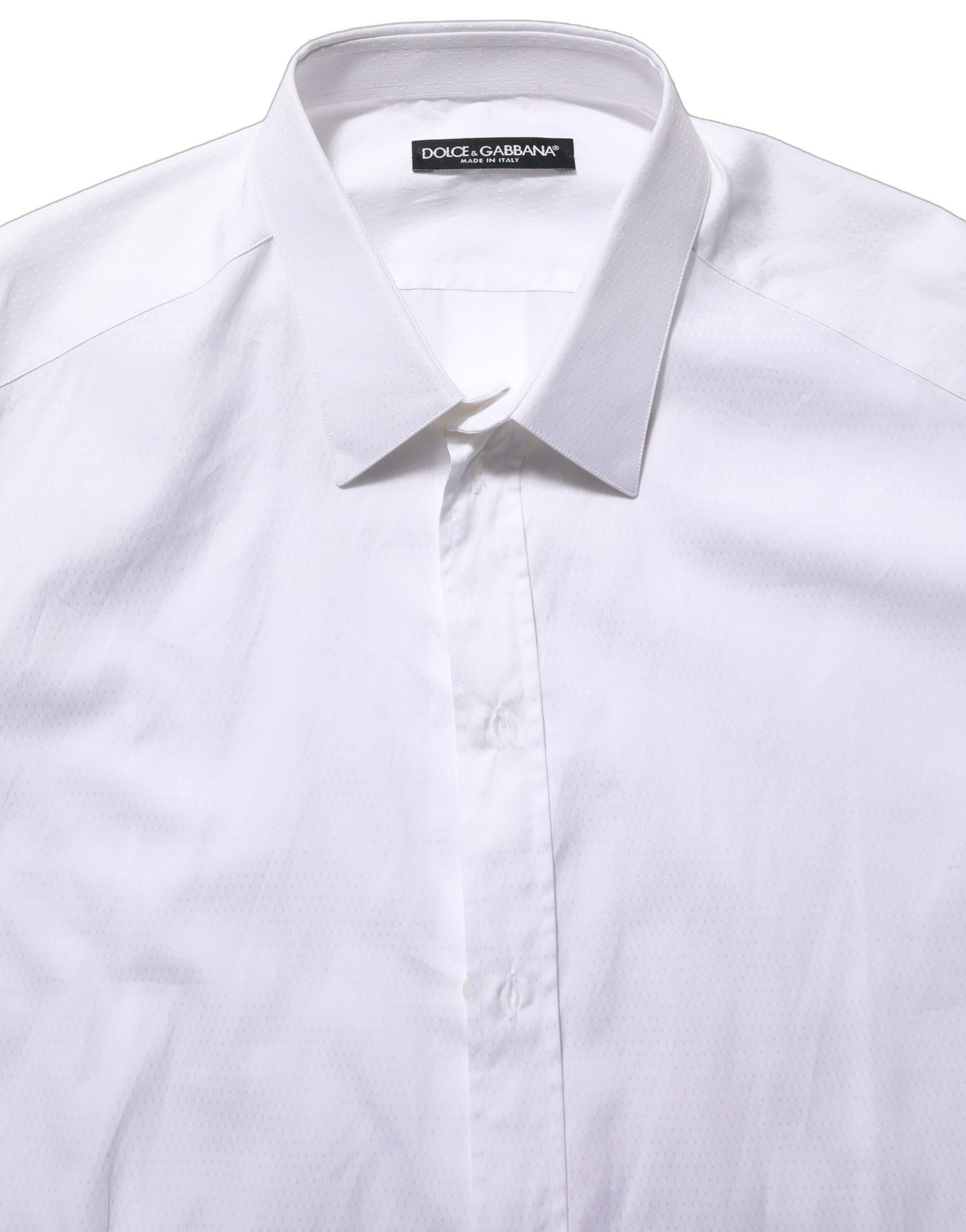 Dolce & Gabbana White Cotton Long Sleeves Men Dress Shirt | Regal Royce