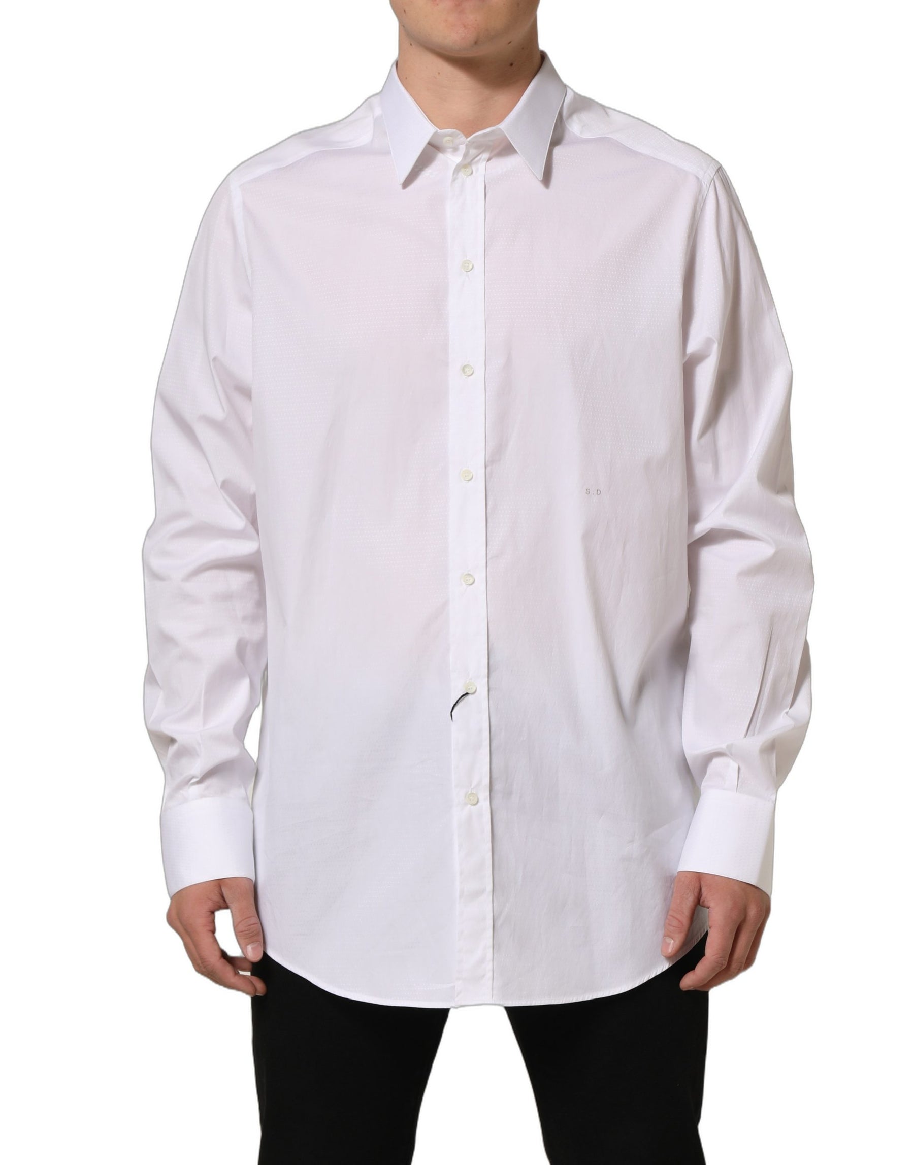 Dolce & Gabbana White Cotton Long Sleeves Men Dress Shirt | Regal Royce