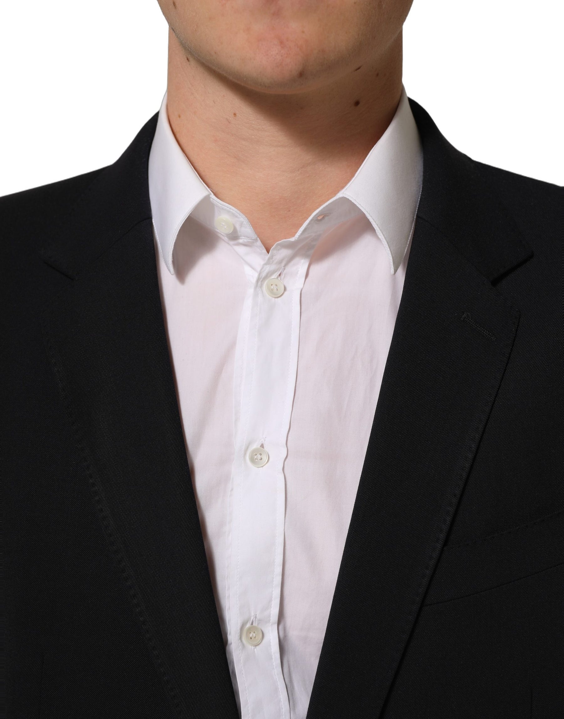 Dolce & Gabbana Black Wool Slim Fit Formal Men 2 Piece Suit | Regal Royce