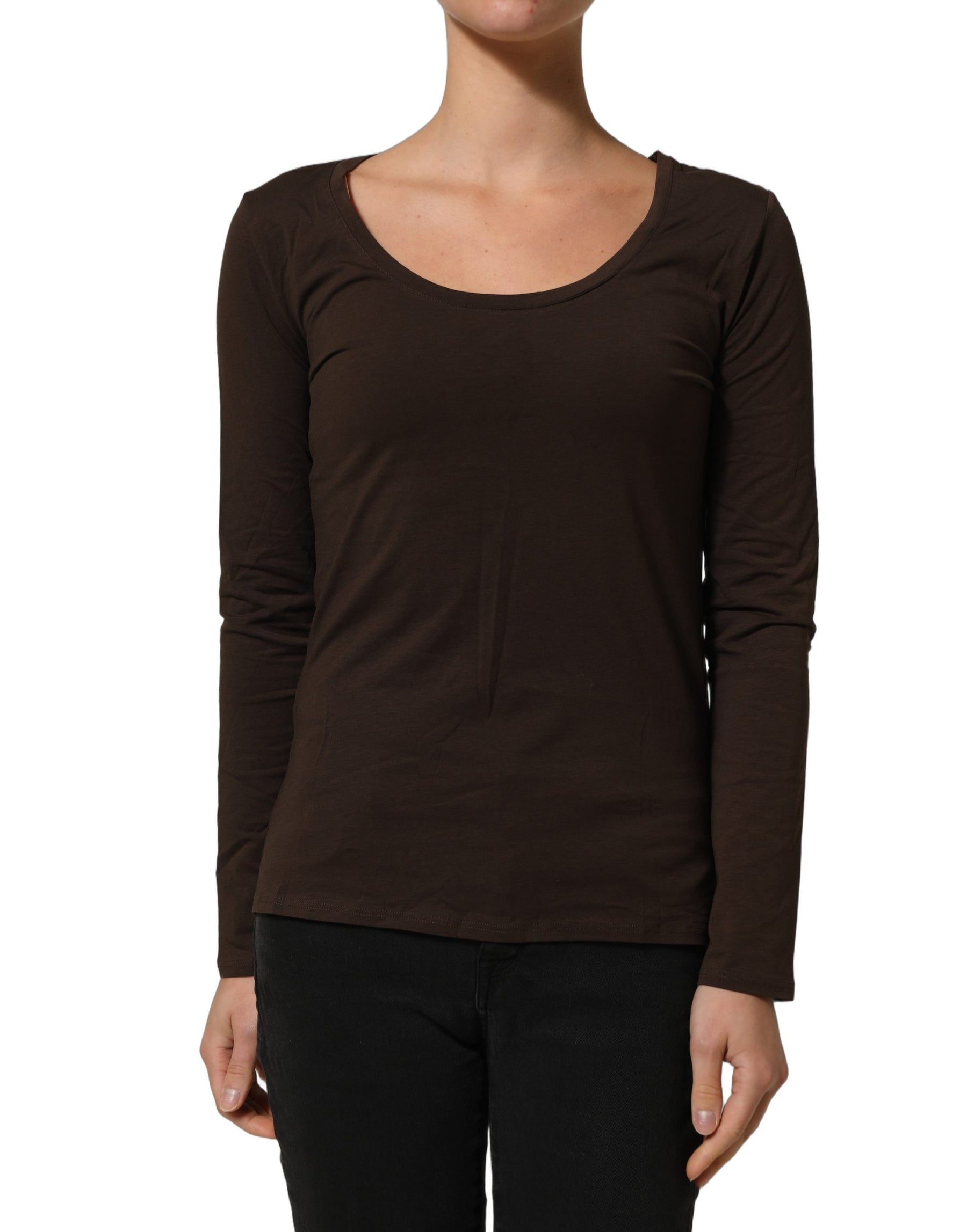 Alpha Massimo Rebecchi Brown Long Sleeves Round Neck Top | Regal Royce
