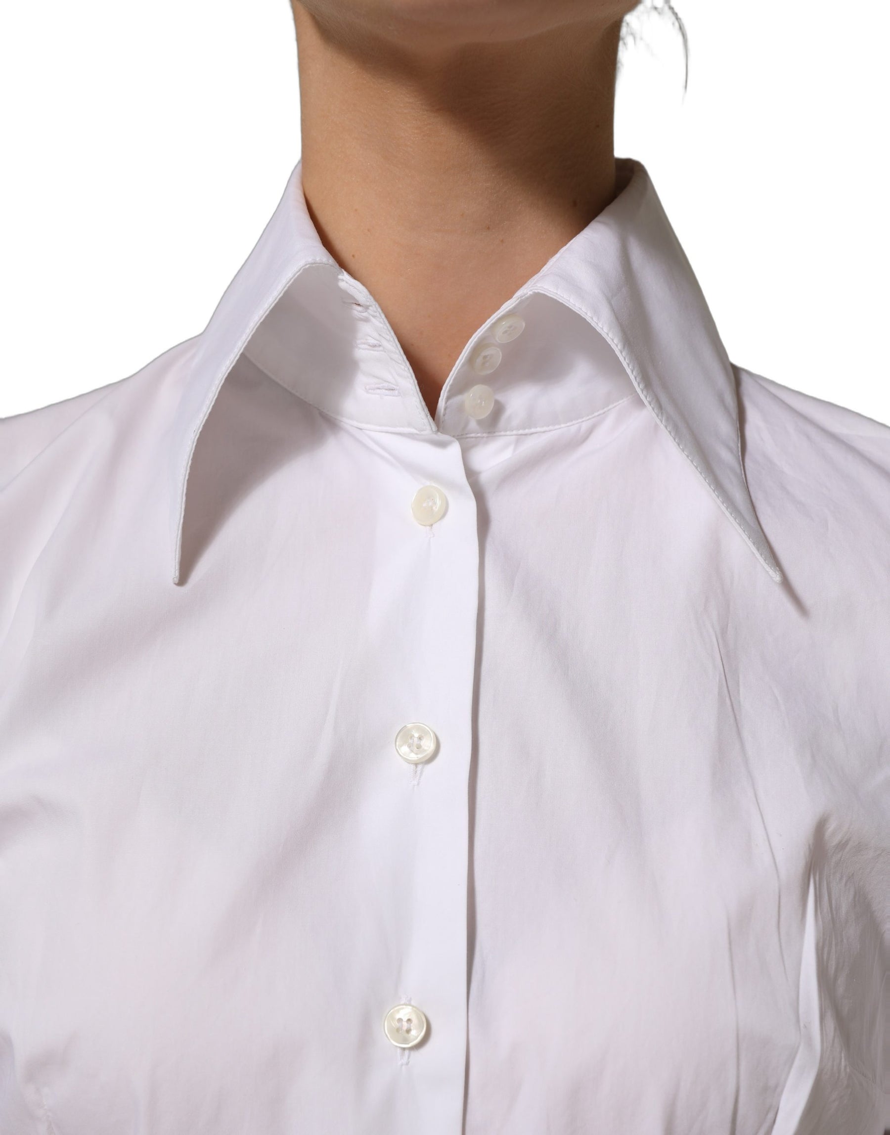 Dolce & Gabbana White Collared Long Sleeves Dress Shirt Top | Regal Royce