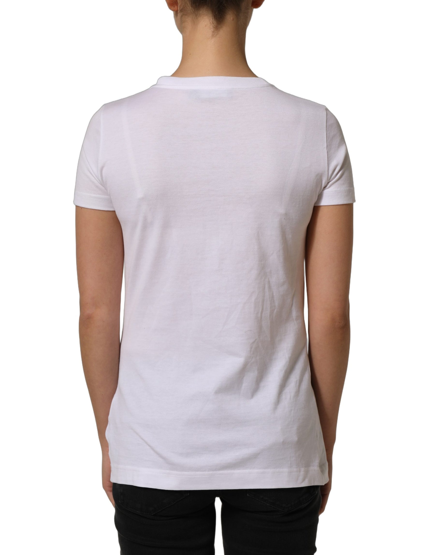 Dolce & Gabbana White DG Logo Embellished Round Neck T-shirt | Regal Royce
