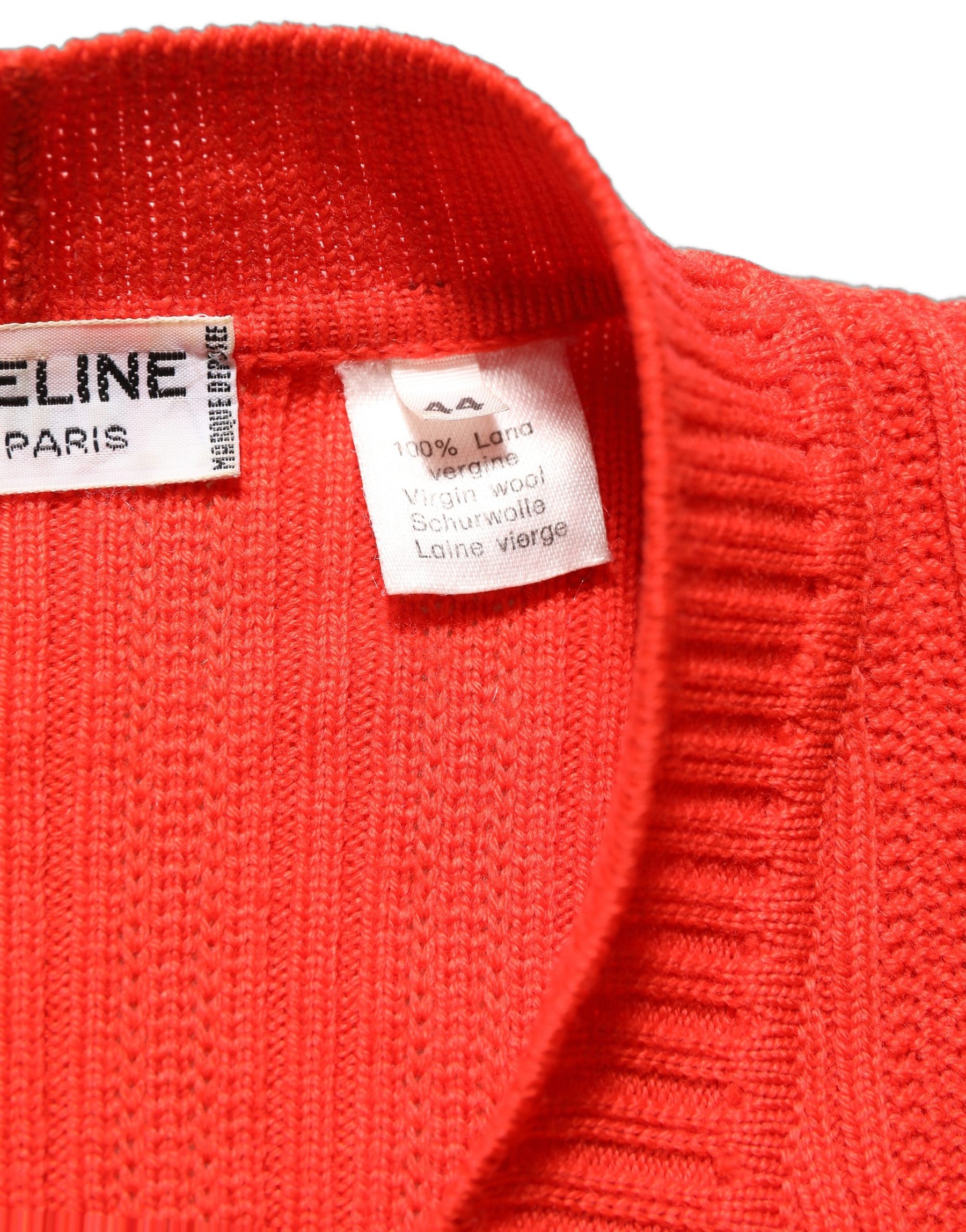 Celine Red Wool Knit ButtonEmbellished Cardigan Sweater | Regal Royce