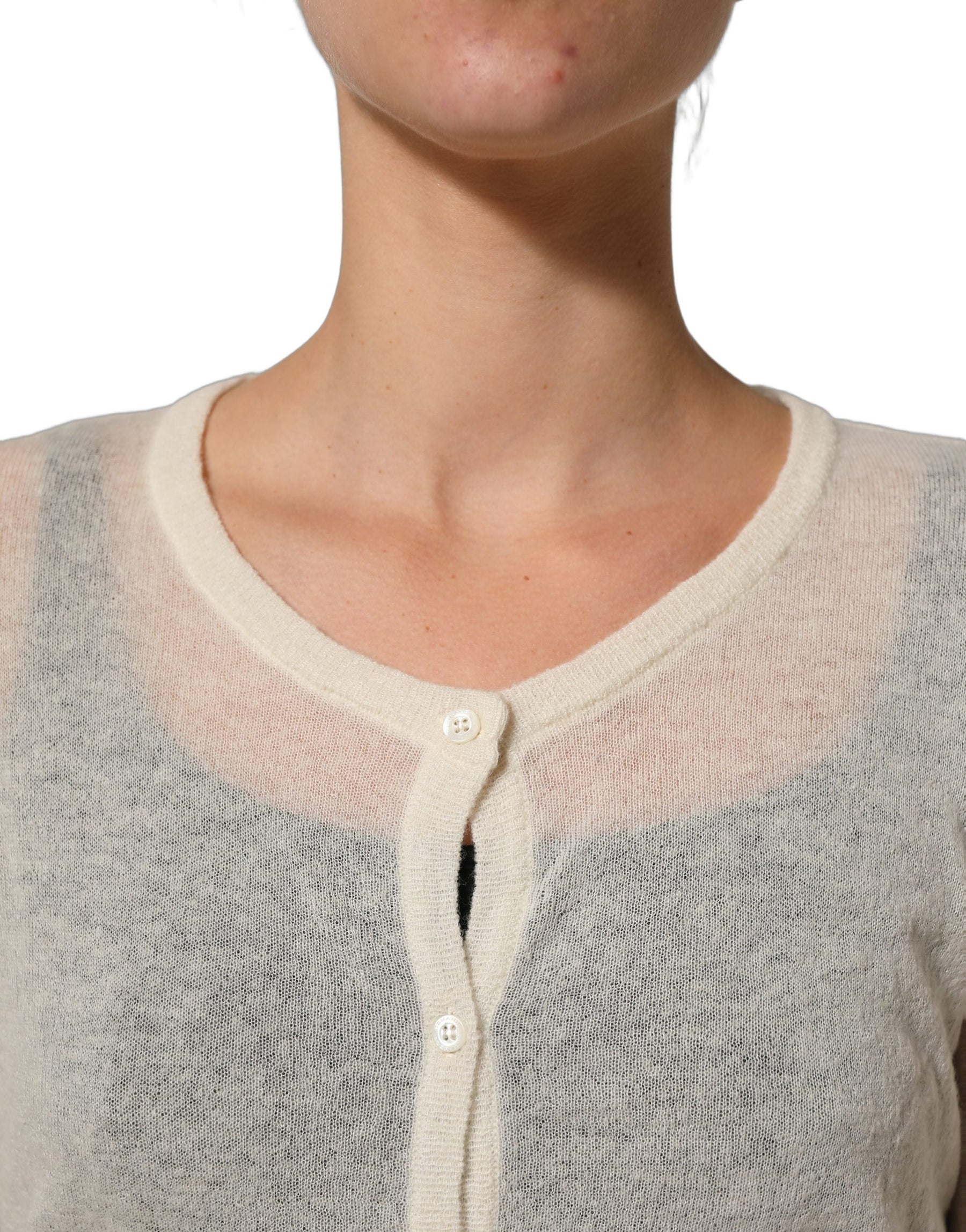 Ermanno Scervino White Knit Cropped Wool Cardigan Sweater | Regal Royce