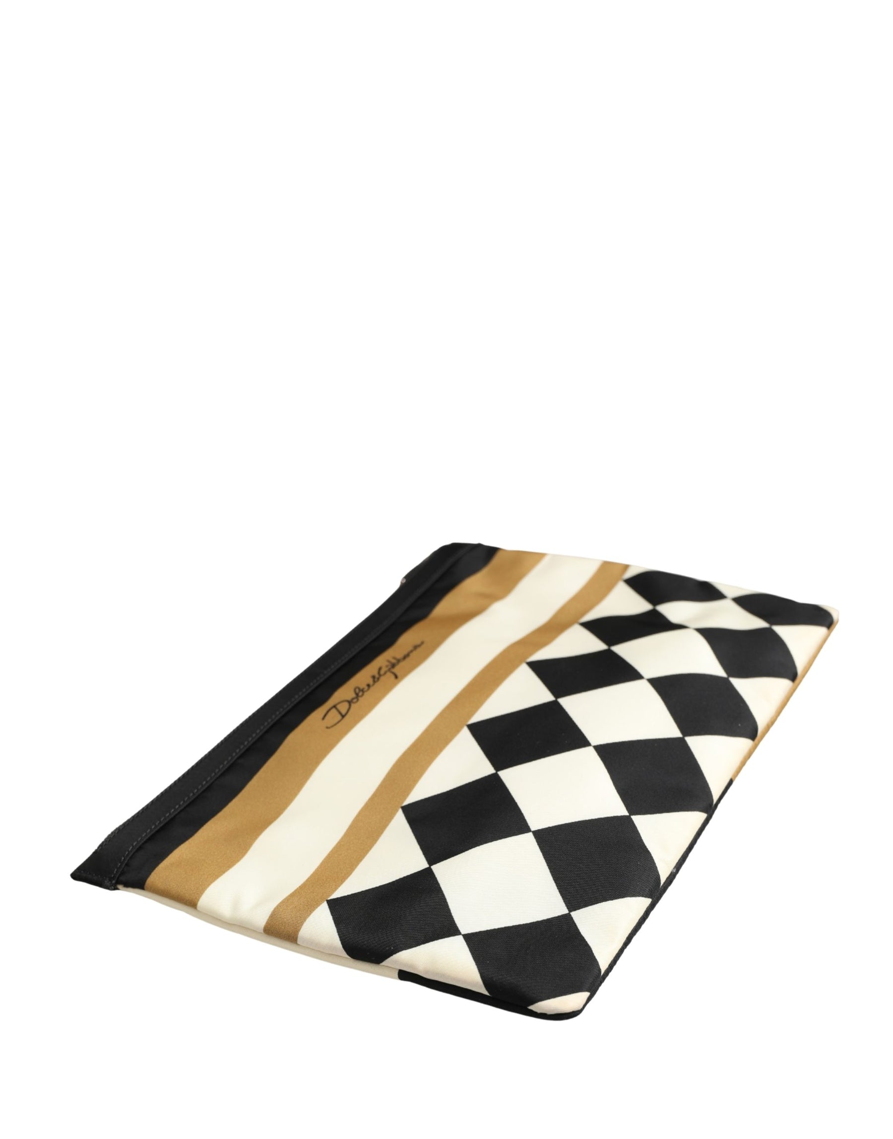 Dolce & Gabbana Multicolor Checkered Logo Print Nylon Clutch Borse Bag | Regal Royce