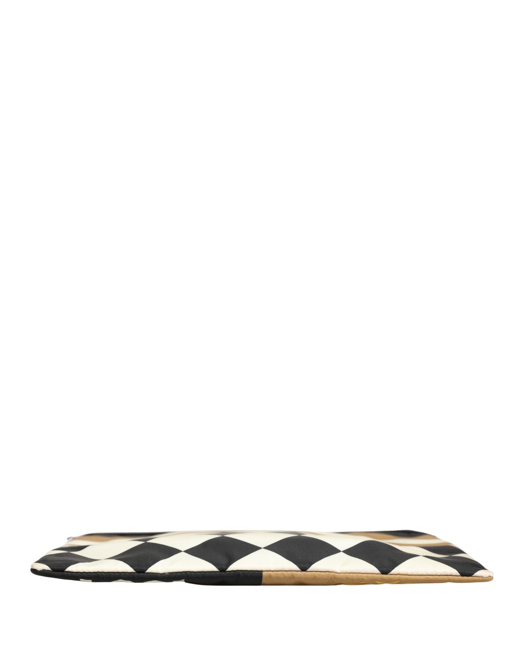 Dolce & Gabbana Multicolor Checkered Logo Print Nylon Clutch Borse Bag | Regal Royce