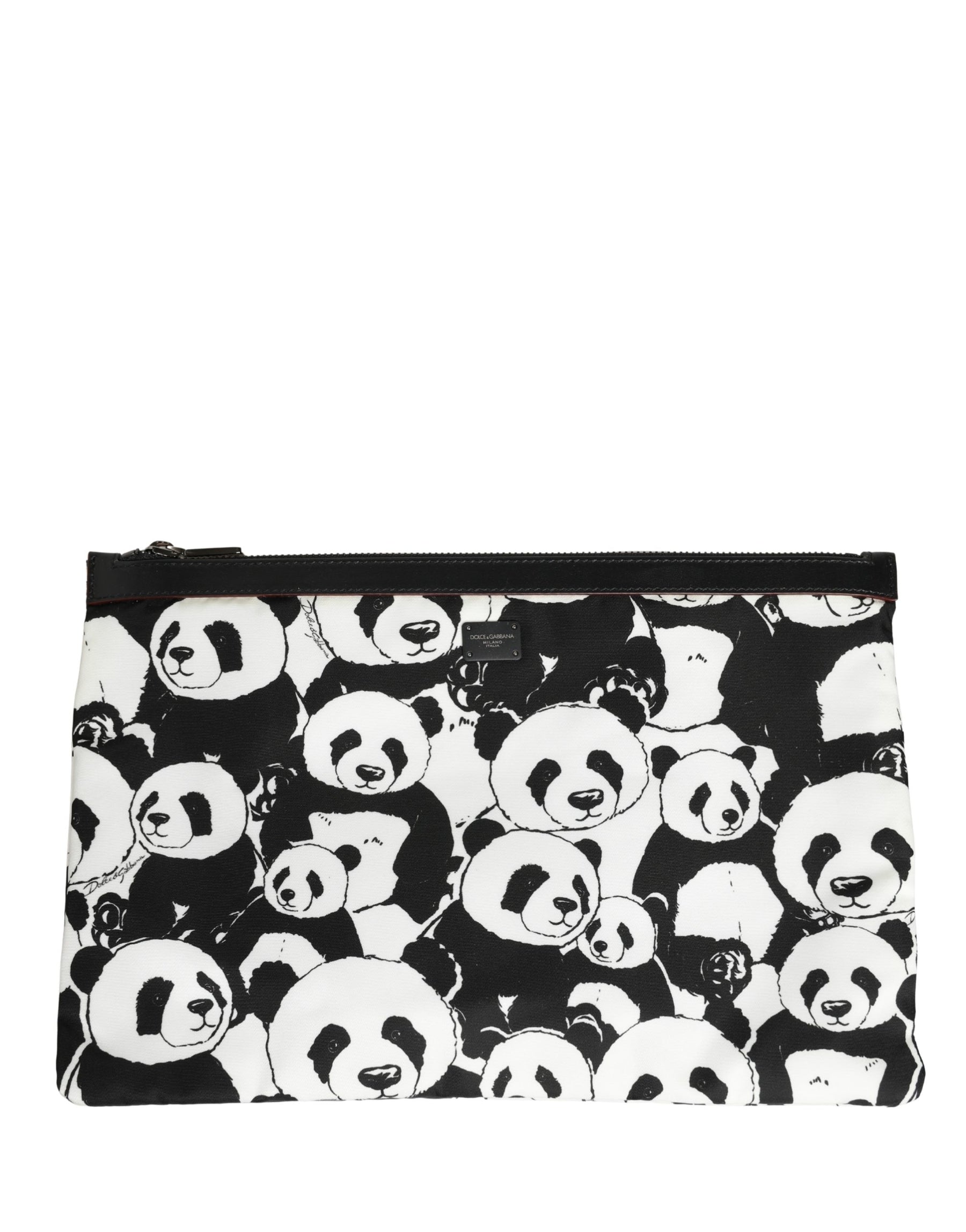 Dolce & Gabbana Black White Panda Print Nylon Clutch Men Pouch Borse Bag | Regal Royce