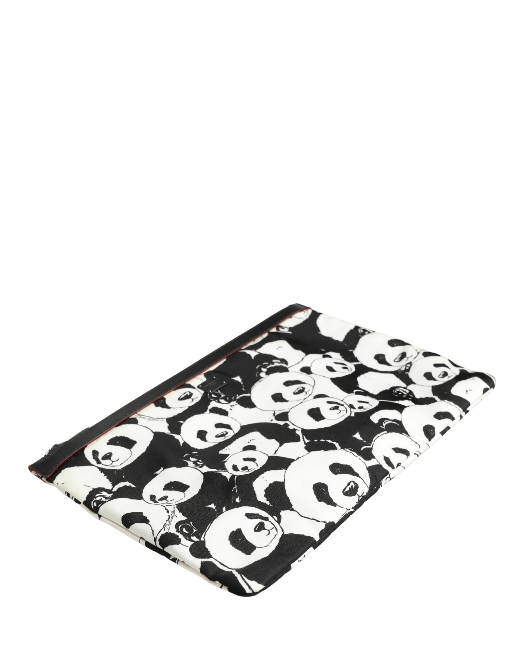 Dolce & Gabbana Black White Panda Print Nylon Clutch Men Pouch Borse Bag | Regal Royce