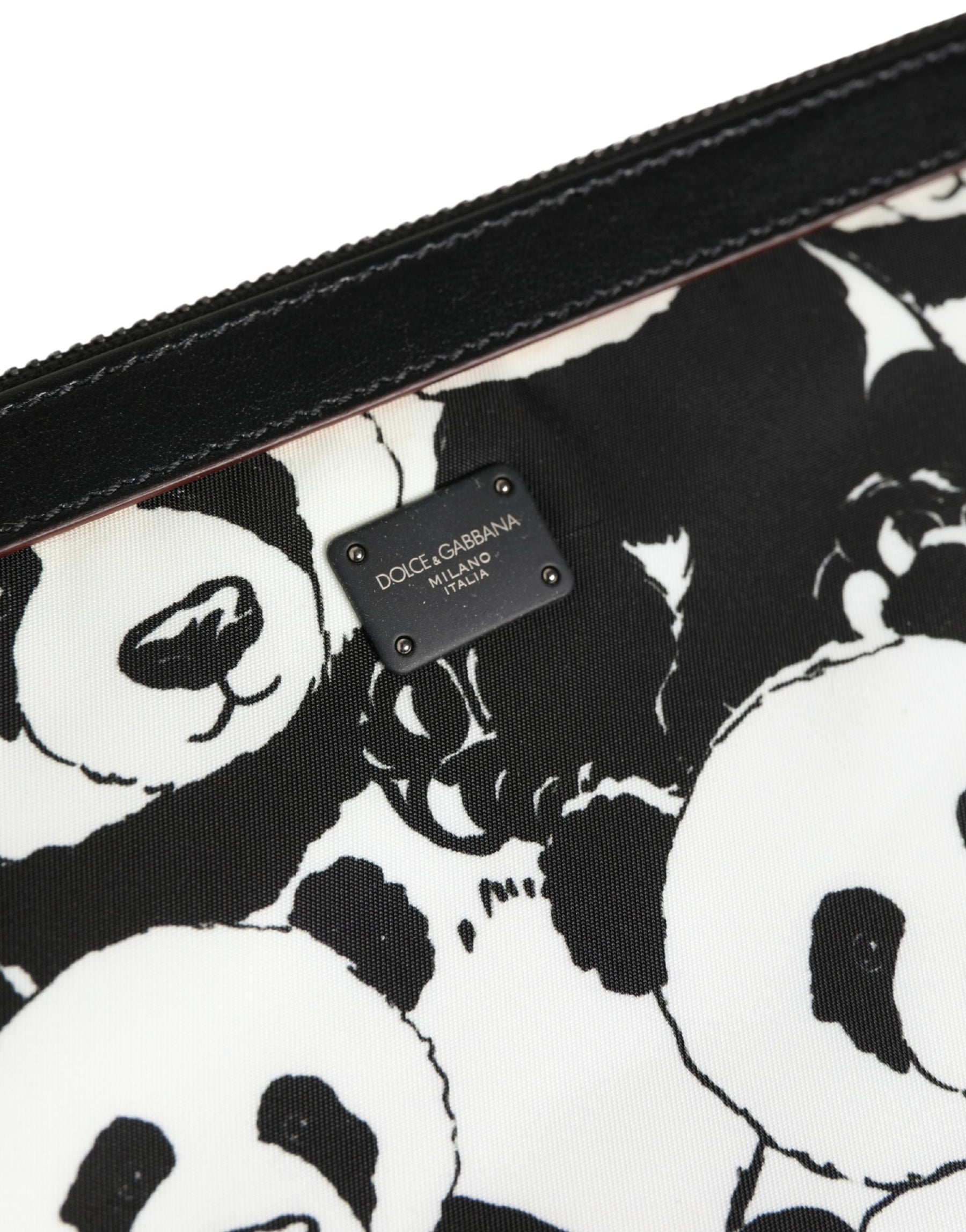 Dolce & Gabbana Black White Panda Print Nylon Clutch Men Pouch Borse Bag | Regal Royce